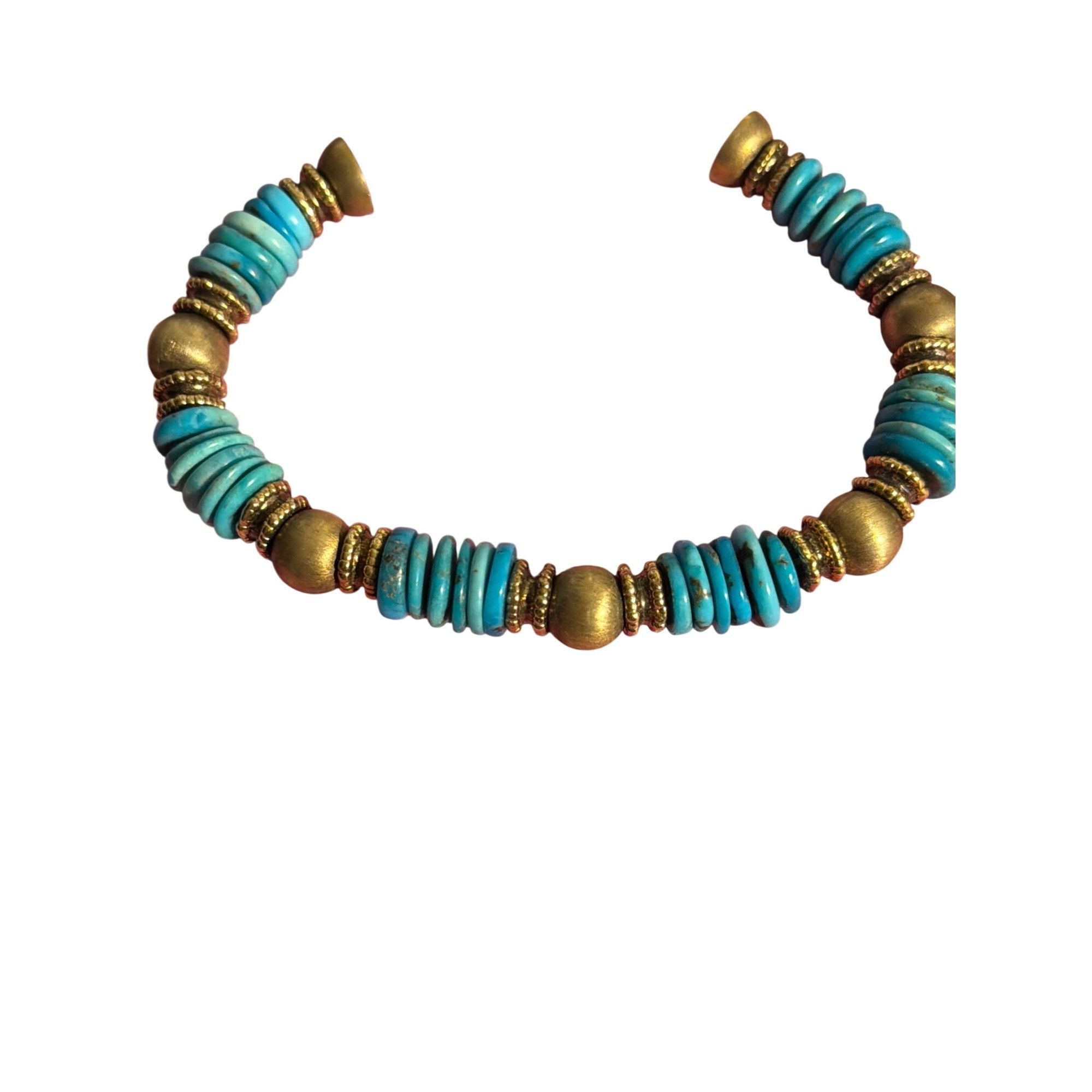 Other Vtg Veronese 925 Turquoise Bead Bracelet Italy Gold Vermeil Size ONE SIZE - 3 Thumbnail