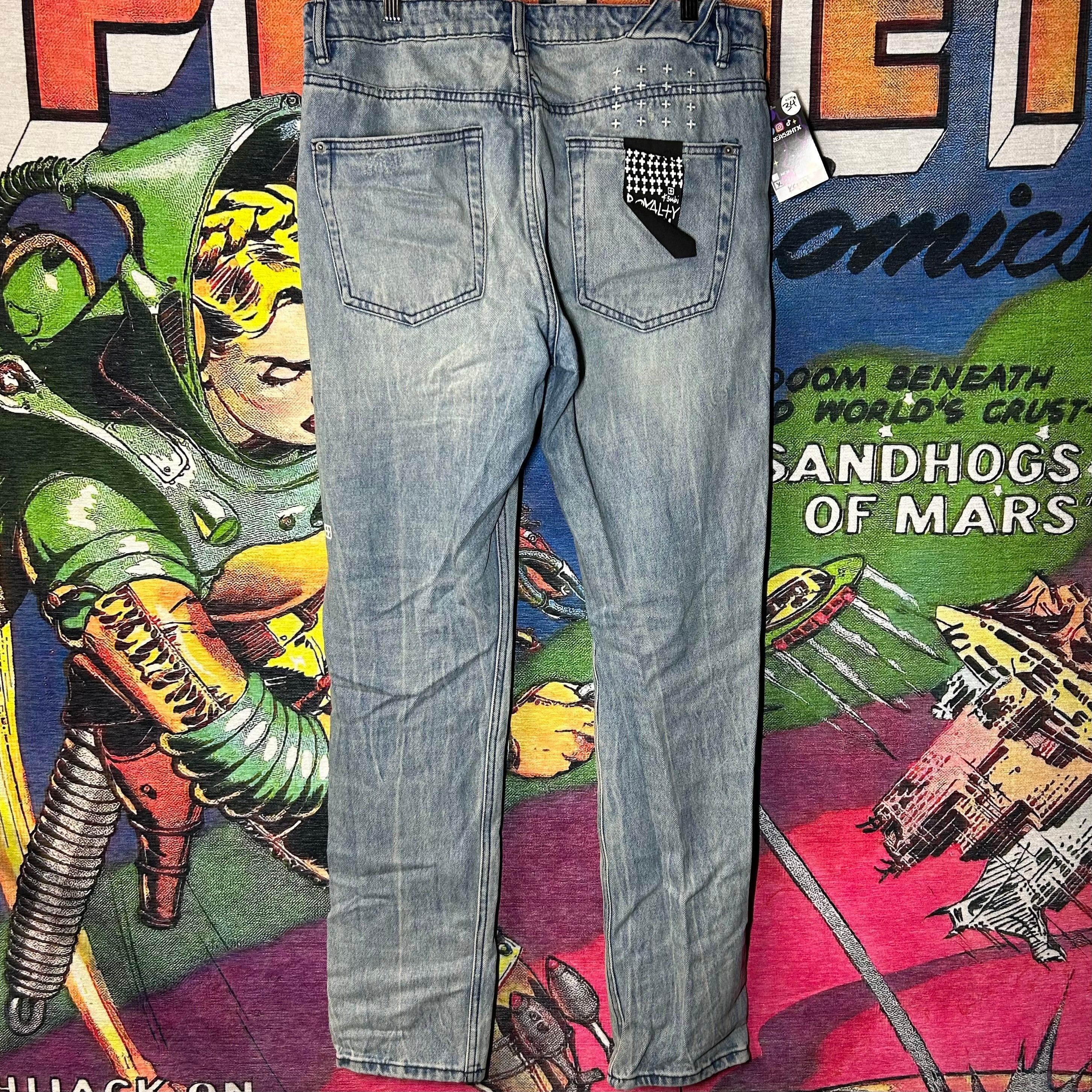 Ksubi Ksubi Distressed Straight Leg Blue Jeans Size 34” Size US 34 / EU 50 - 2 Thumbnail