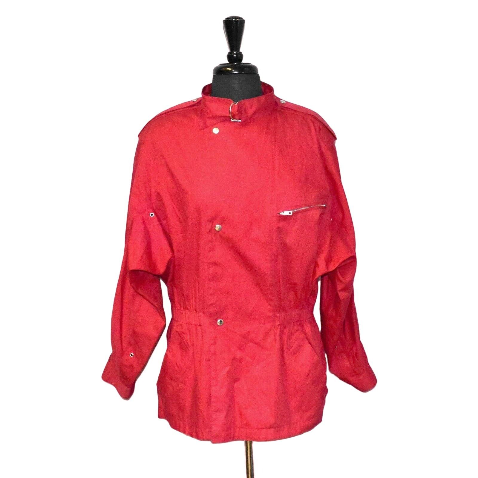 MARIO VALENTINO Red Waterproof Cotton Snap Front Jacket 48