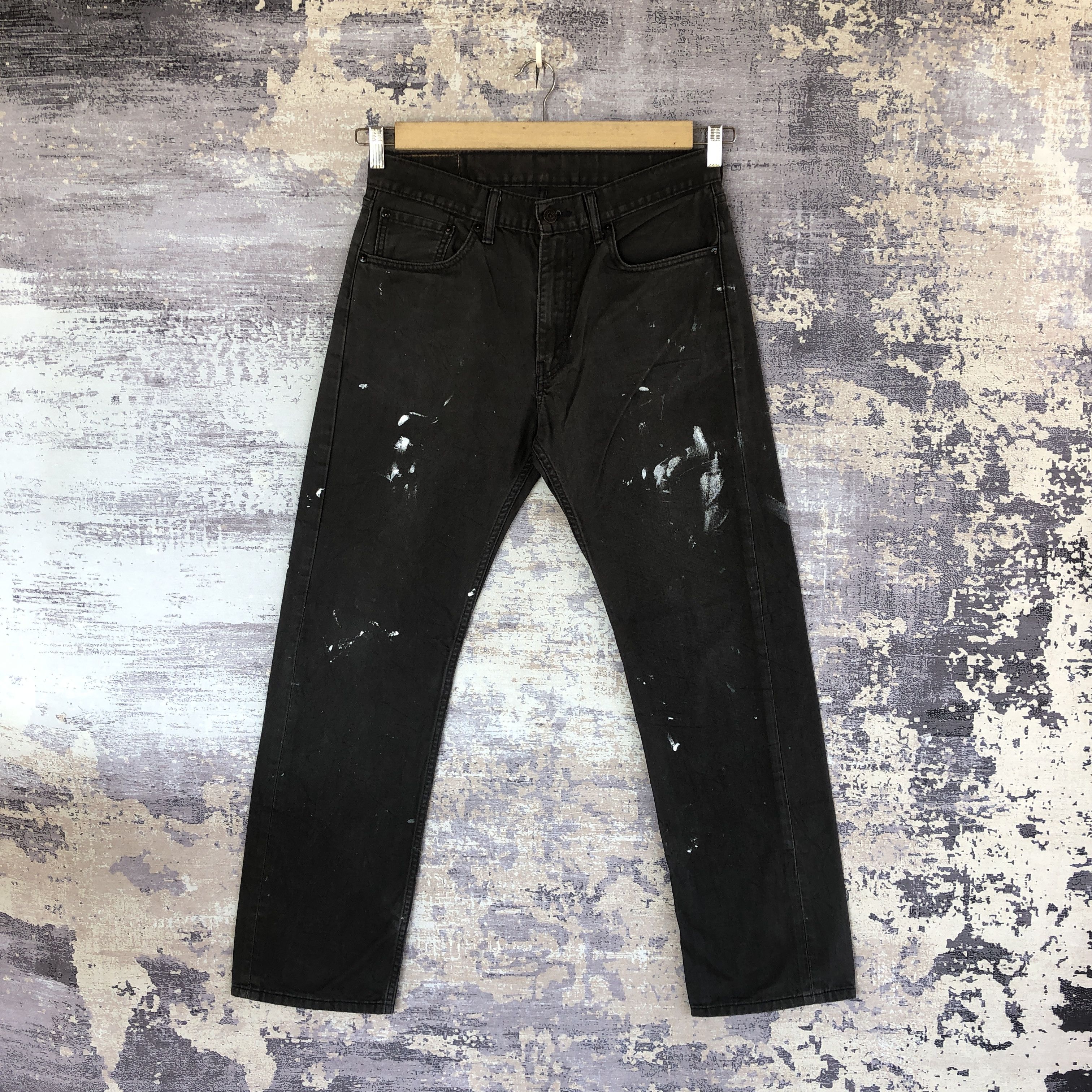 Jean Vintage Levis 505 Paint Splatter Jeans Levi's Black Denim Size US 32 / EU 48 - 1 Thumbnail