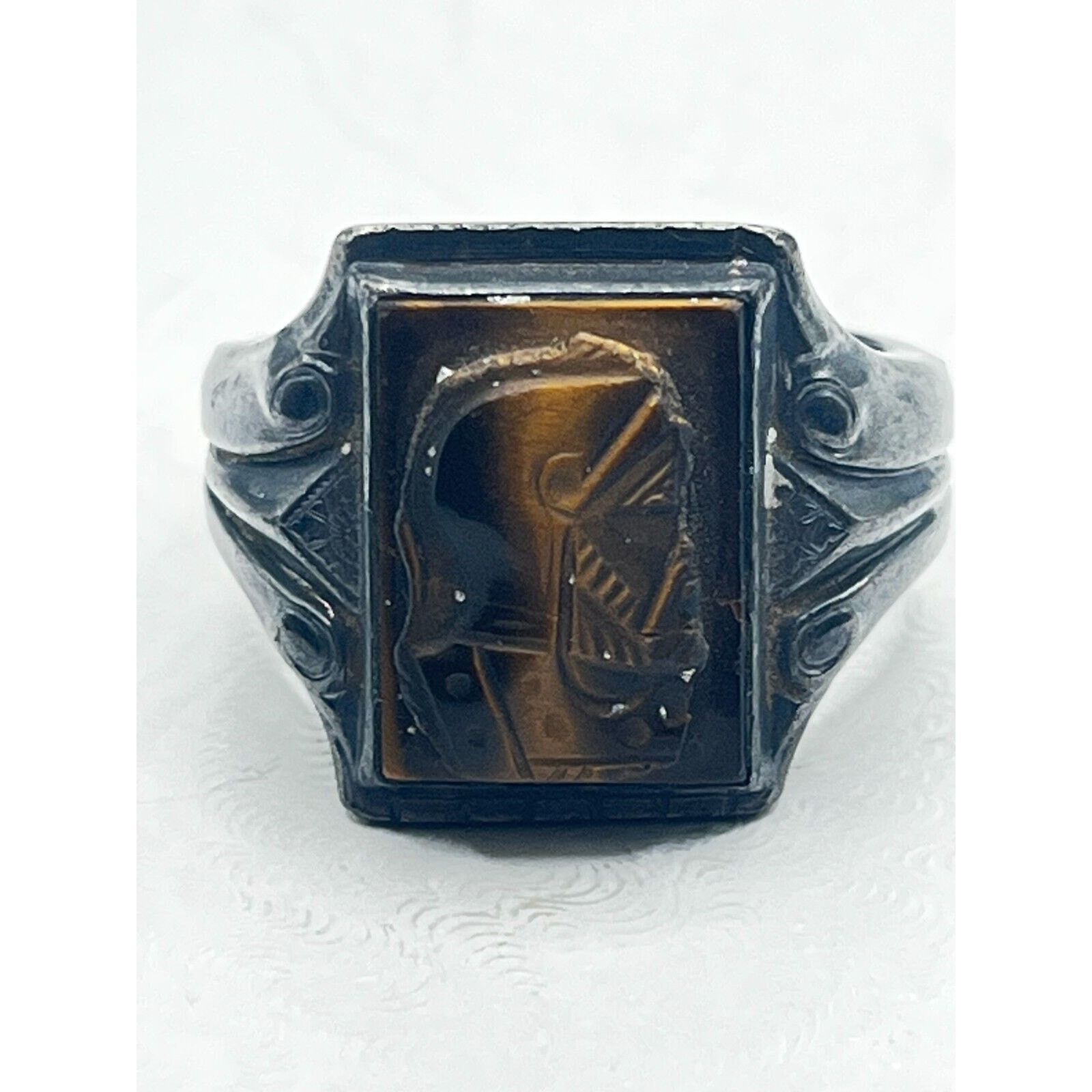 Other Antique Sterling10K Gold Hematite Intaglio Cameo Ring Size ONE SIZE - 1 Thumbnail