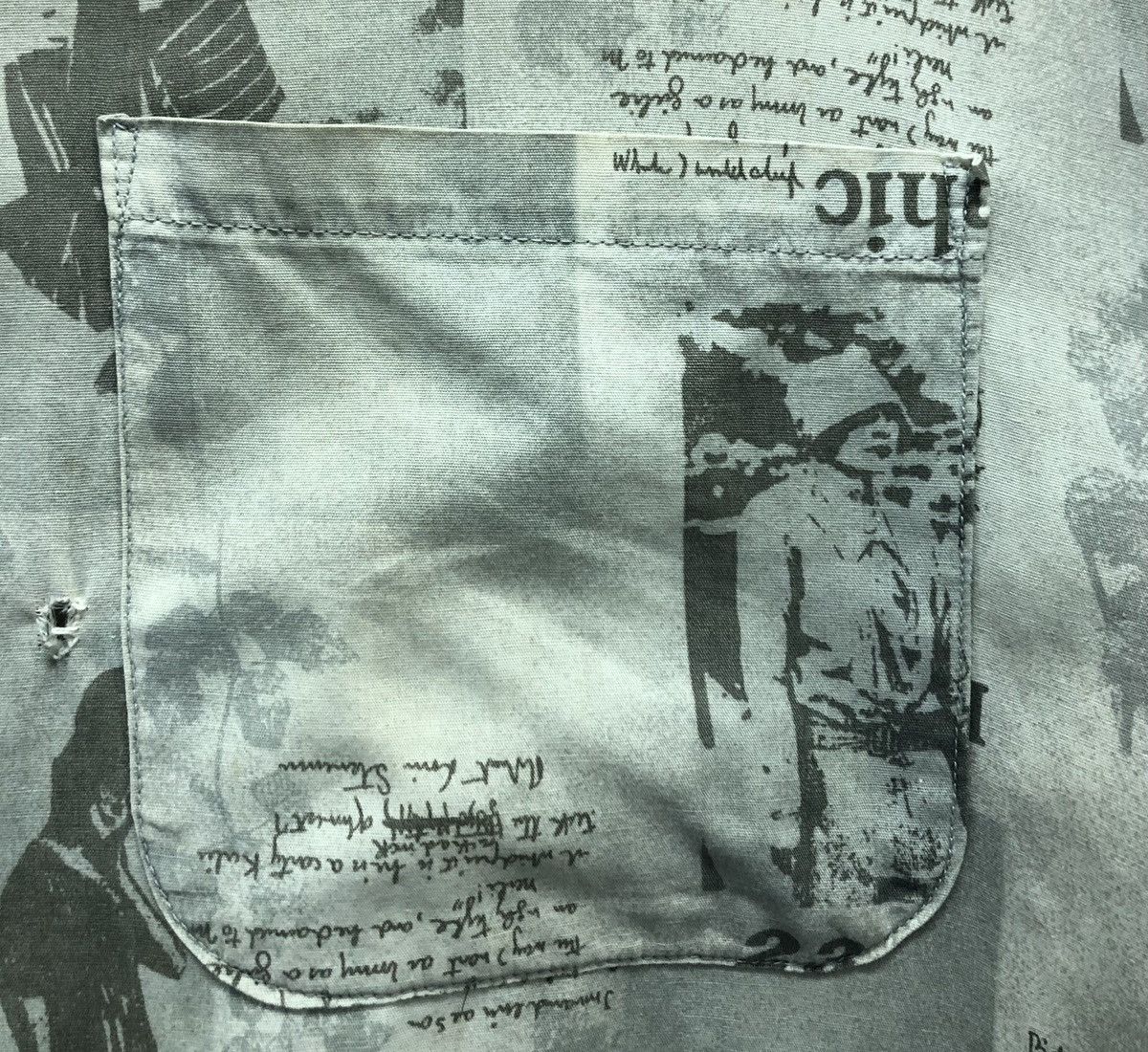 Japanese Brand × Vintage Vintage G-HOUSE "Pour Homme" Newspaper Print Shirt – Size M Size US M / EU 48-50 / 2 - 6 Thumbnail