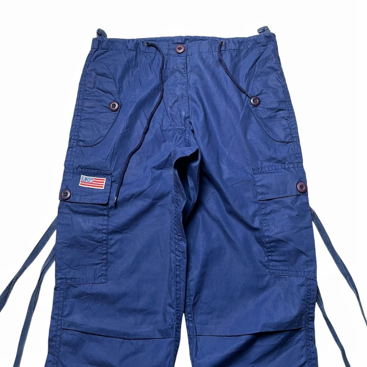 Vintage 2000s Vintage Blue Cargo Pants Y2K UFO Nylon Poly Pocket Size US 29 - 3 Thumbnail