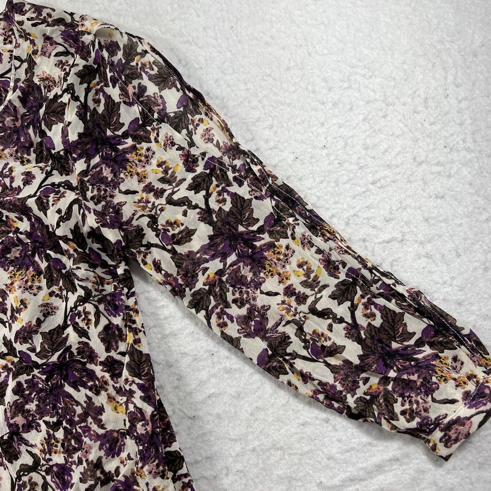 Lucky Brand Lucky Brand Purple Floral Cold Shoulder Layered Top Size XS / US 0-2 / IT 36-38 - 4 Thumbnail