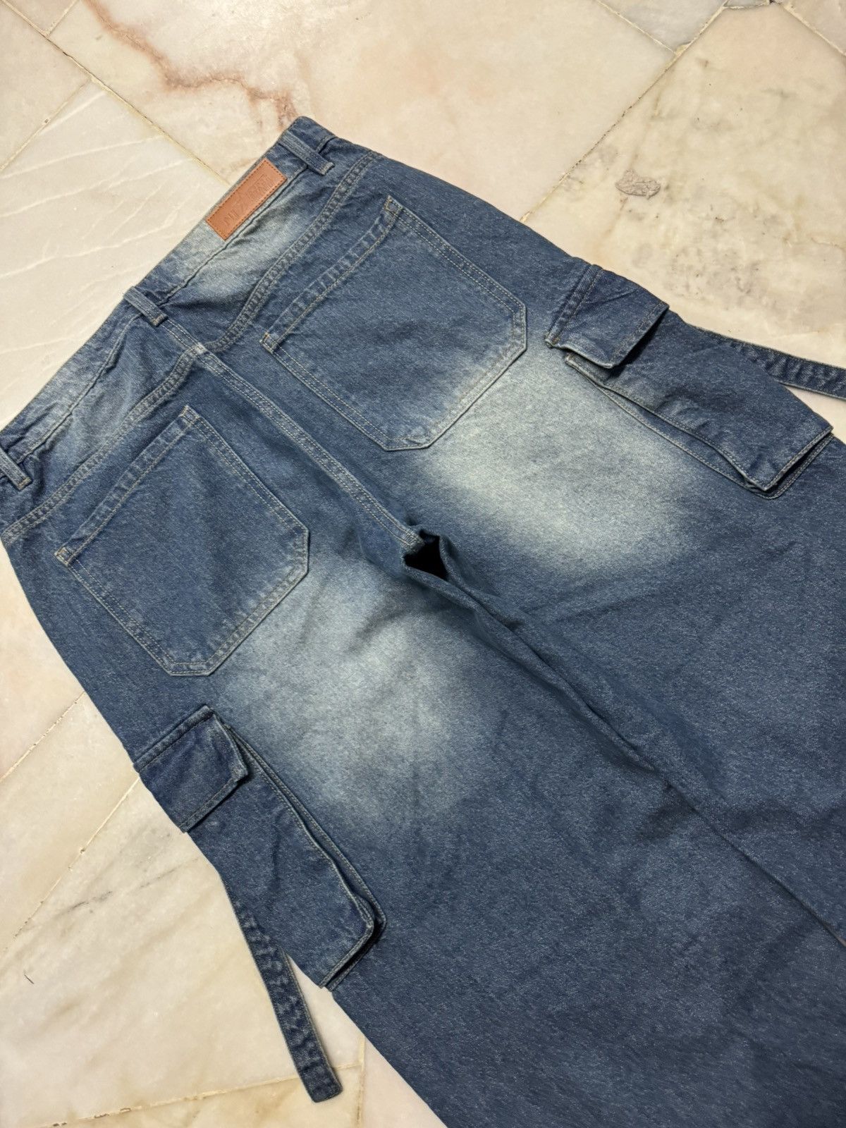 20471120 💥Insane Baggy💥NJ SUPER BAGGY POCKET BUSHPANTS BLEACH DENIM Size US 32 / EU 48 - 13 Thumbnail