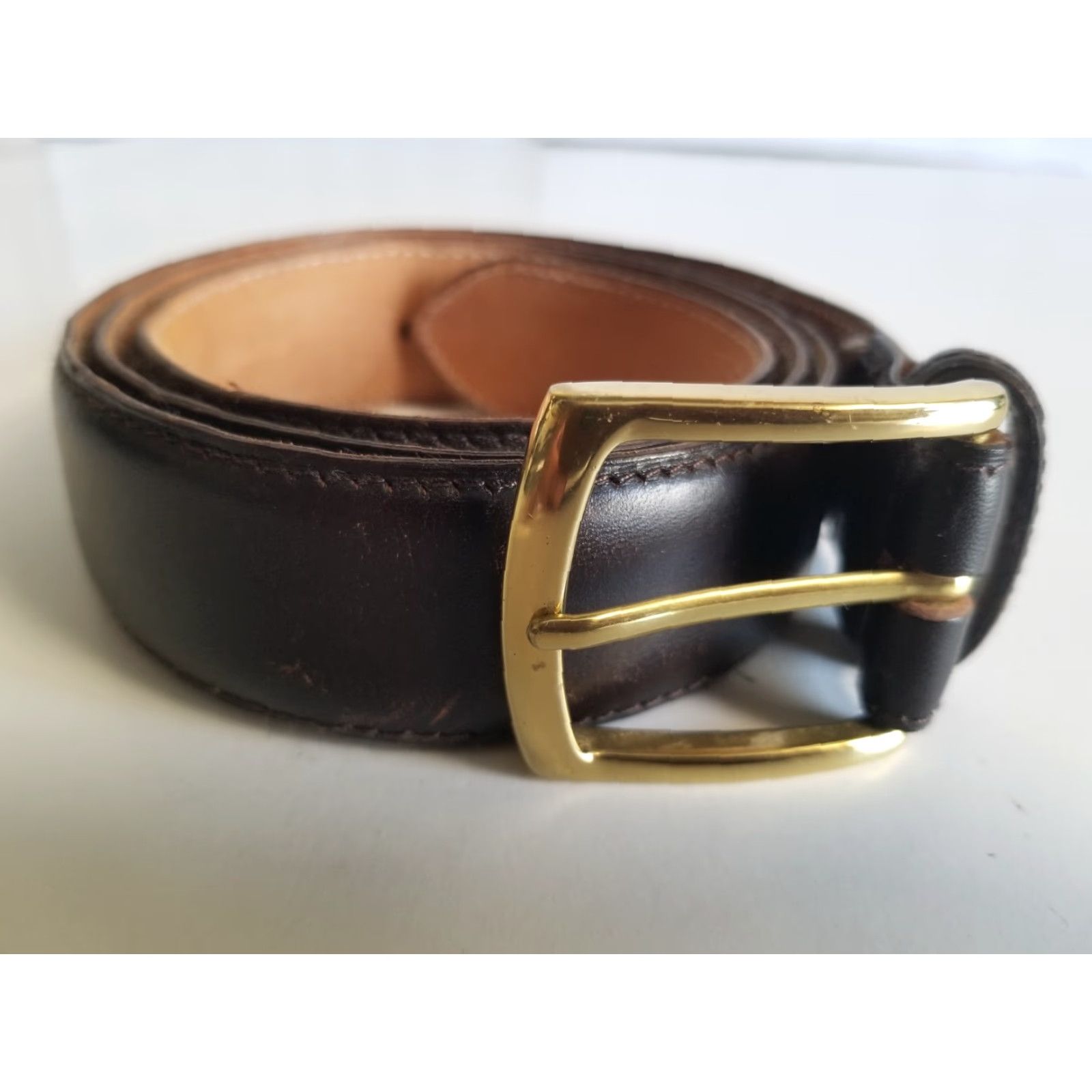 CO Roma Belt Co Belt Regular Large Brown Leather Stainless Buckle Men Dress Work Made in England Size ONE SIZE - 6 Thumbnail