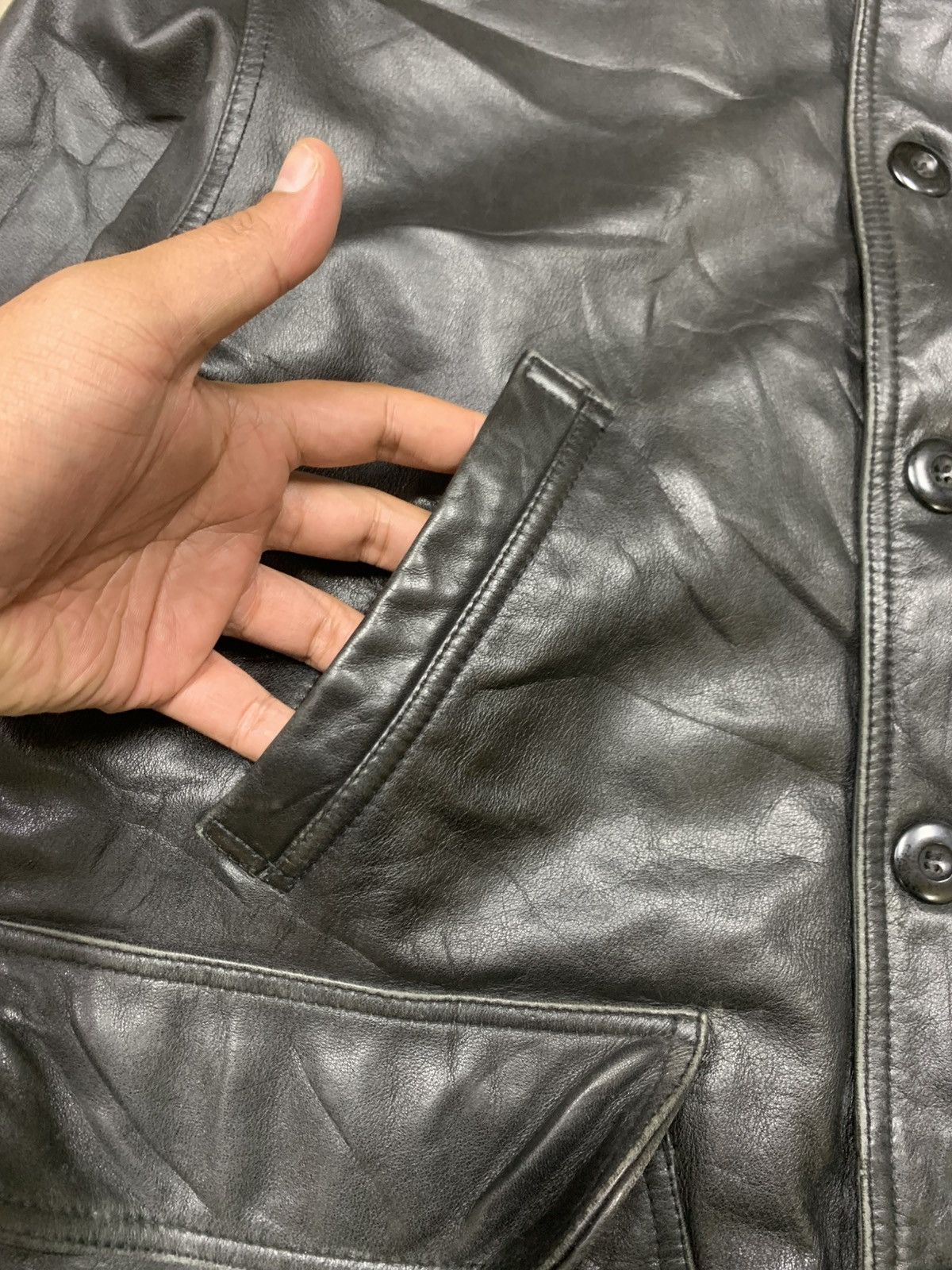 Kenzo Kenzo Jeans Vintage Distressed Leather Jacket Size US XL / EU 56 / 4 - 9 Thumbnail