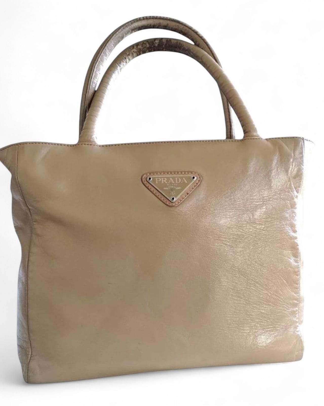 Prada Prada - Beige Leather Tote Bag Size ONE SIZE - 3 Thumbnail