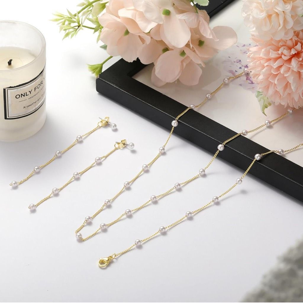 Other 14 K Gold Plated and Faux Pearl Three Piece Jewelry Suite Size ONE SIZE - 3 Thumbnail