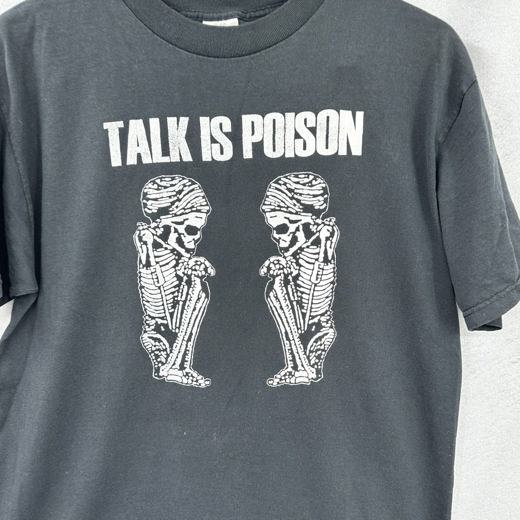 Fruit Of The Loom VINTAGE Talk Is Poison Shirt Mens L 90s Capitalist Casualties Punk Fruit of the Loom Black Cotton Jersey Crew Neck Short Sleeve T-Shirt Size US L / EU 52-54 / 3 - 5 Thumbnail