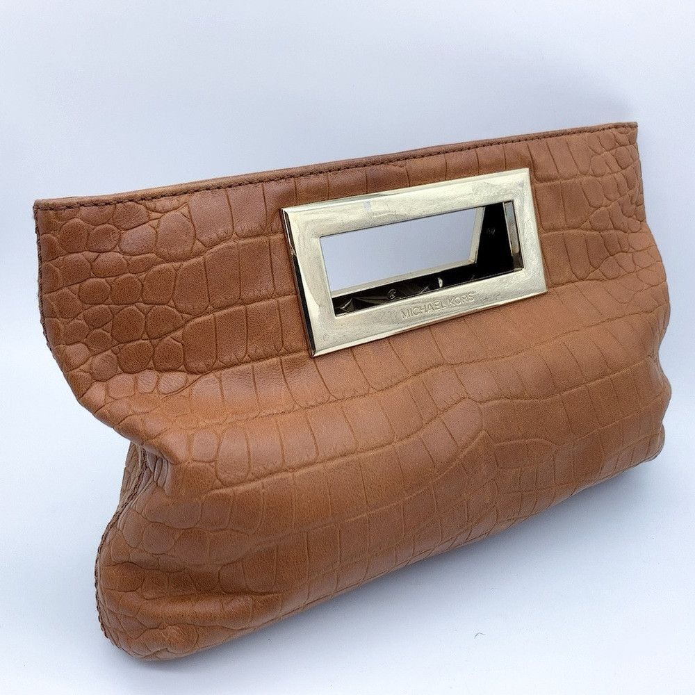 Michael Kors Michael Kors Tan Crocodile-Patterned Wristlet Size ONE SIZE - 1 Thumbnail