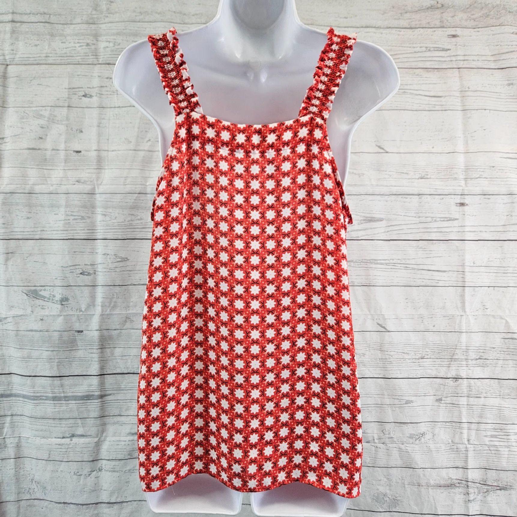 Loft VINTAGE? Ann Taylor LOFT Womens Printed Top Sz Medium Red White Sleeveless Size M / US 6-8 / IT 42-44 - 4 Thumbnail