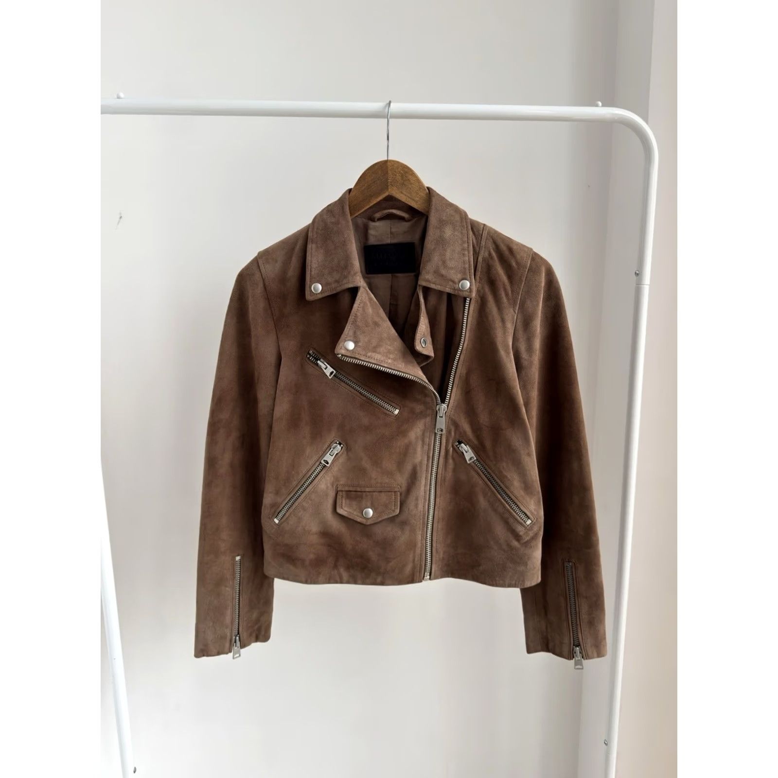 Allsaints VINTAGE AllSaints Powder Brown Suede Balfern Biker Jacket Women’s Size UK 10 US 6 EU 38 M Brown 80s 90s Vintage Streetwear Womens Balfern Biker Jacket Size M / US 6-8 / IT 42-44 - 2 Thumbnail