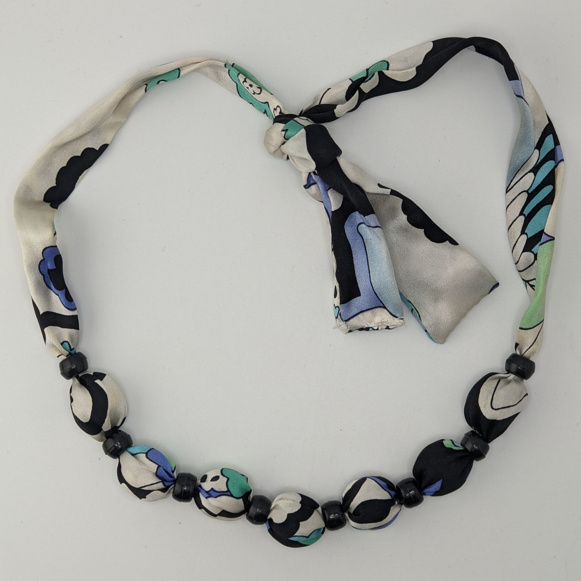 Other Vintage Beaded Scarf Necklace Black White Blue Retro 60s 70s Size ONE SIZE - 5 Thumbnail