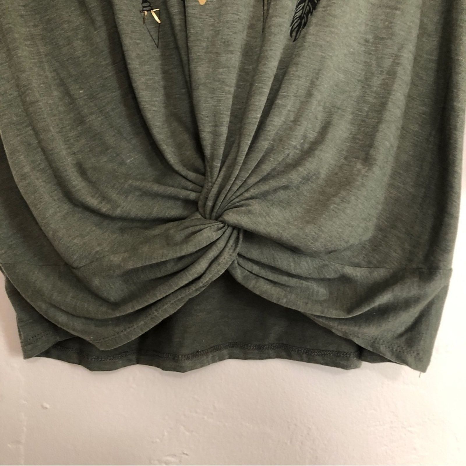 Other SJS Green Gold Metallic Arrows Knot Front Casual Tee Top Size L / US 10 / IT 46 - 4 Thumbnail