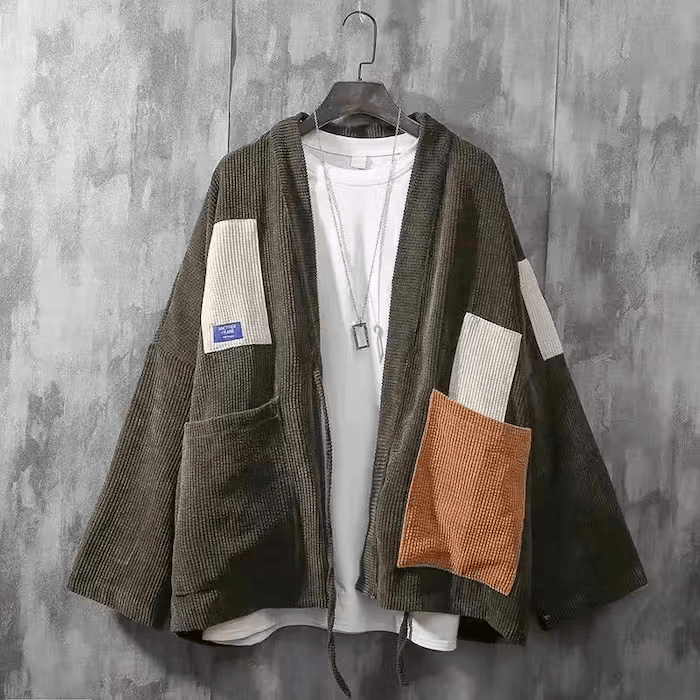 Japanese corduroy kimono cardigan loose jacket