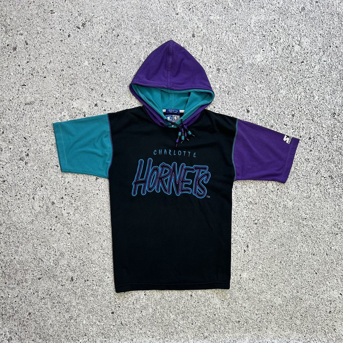 NBA × Starter Vintage 90’s Charlotte Hornets NBA Crazy American T-Shirt Size US M / EU 48-50 / 2 - 2 Thumbnail