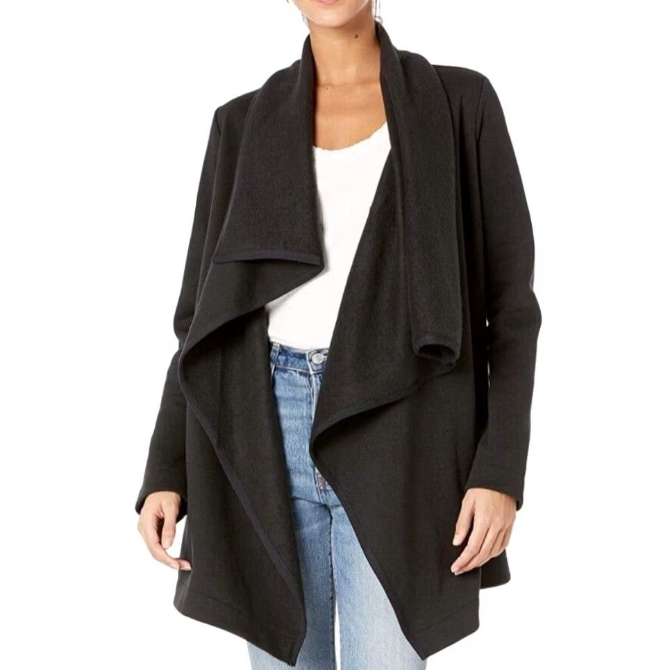 Ugg UGG Jacket Black Cardigan Long Fleece Wrap Open-Knit Drape Front Womens M Cozy Boho Outerwear Size M / US 6-8 / IT 42-44 - 3 Thumbnail
