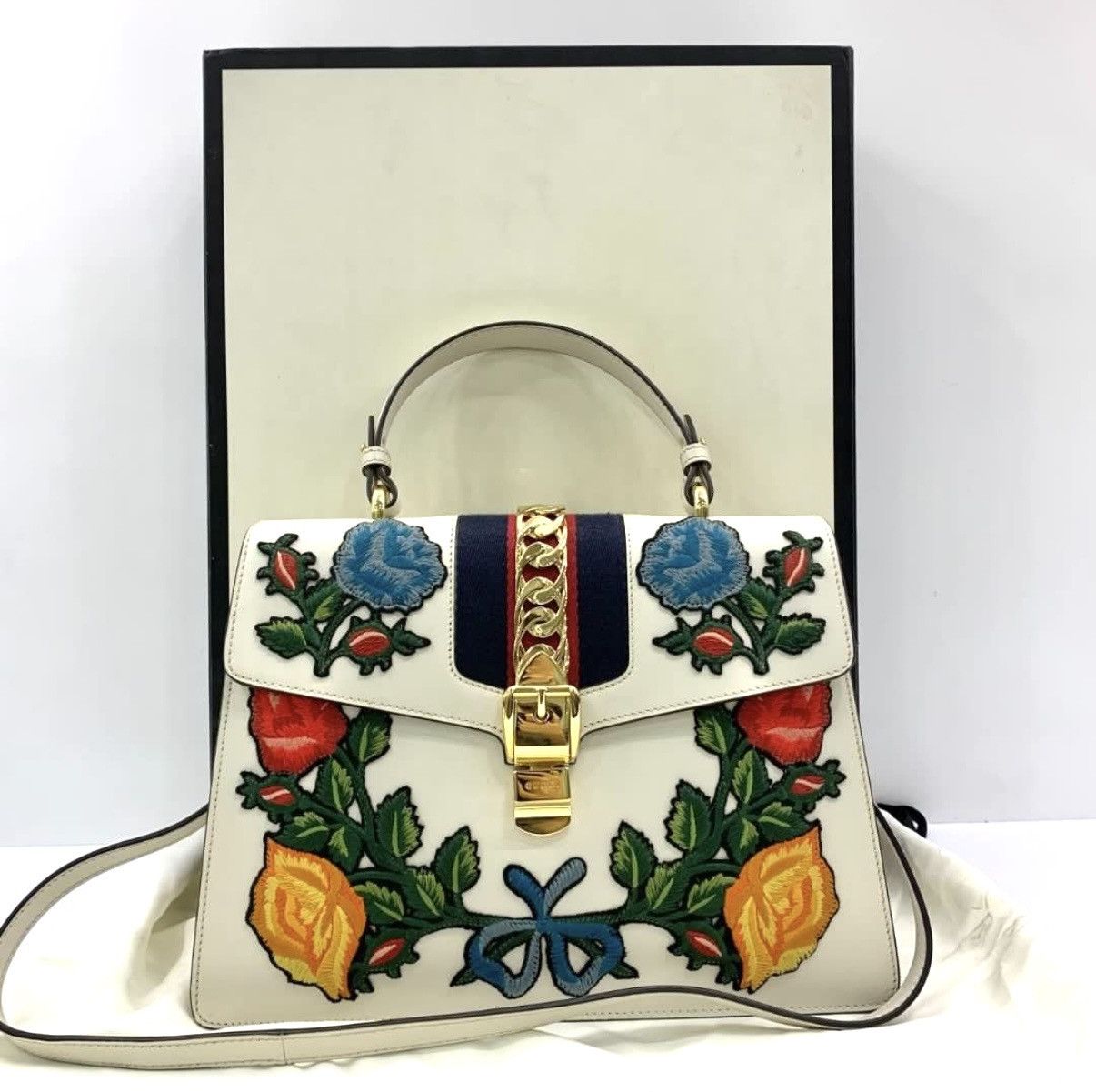Gucci Gucci Sylvie Floral Embroidered Shoulder bag Size ONE SIZE - 3 Thumbnail
