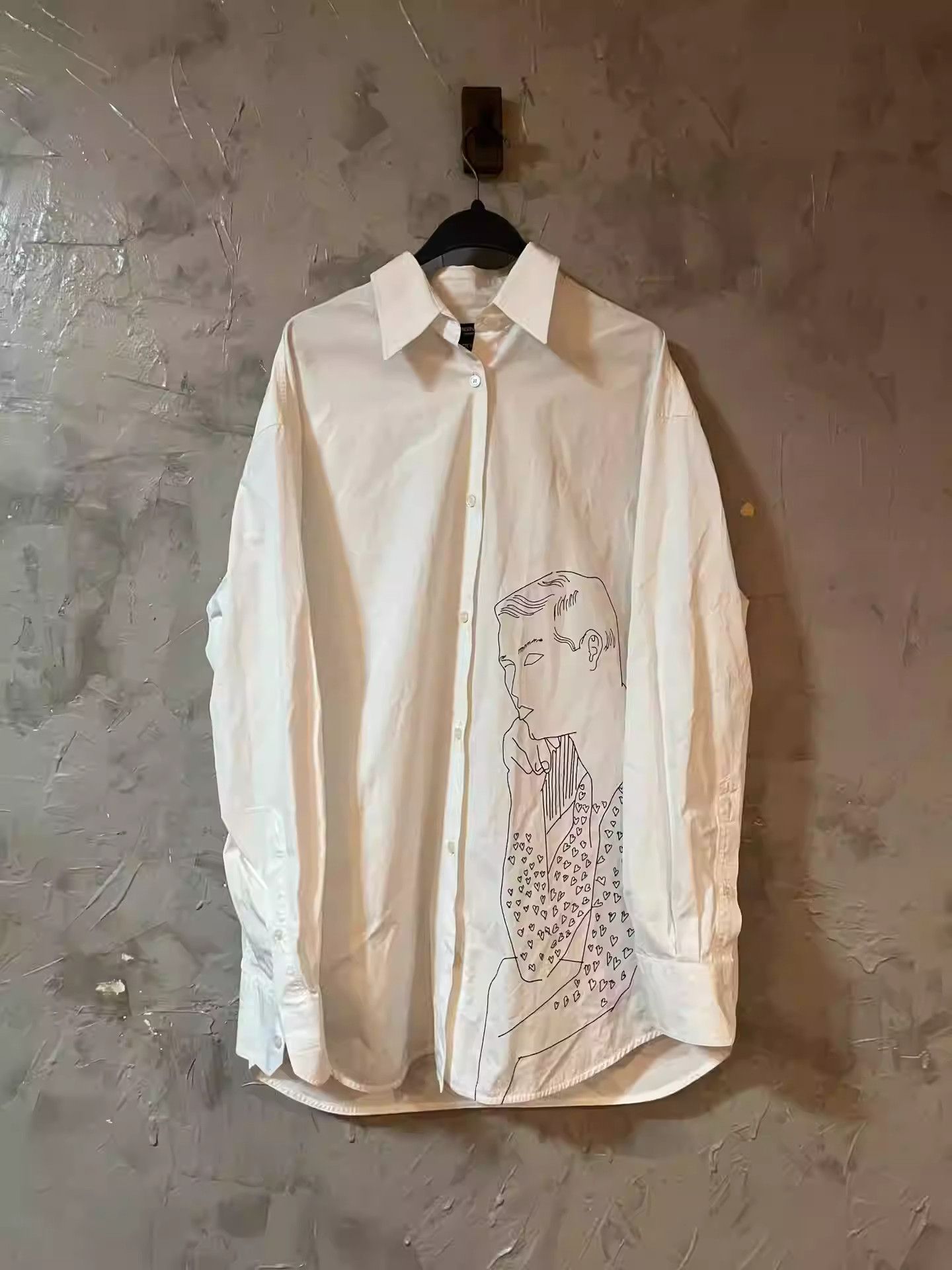 Pre-owned Raf Simons Ck Embroidered Portrait Wide Shirt