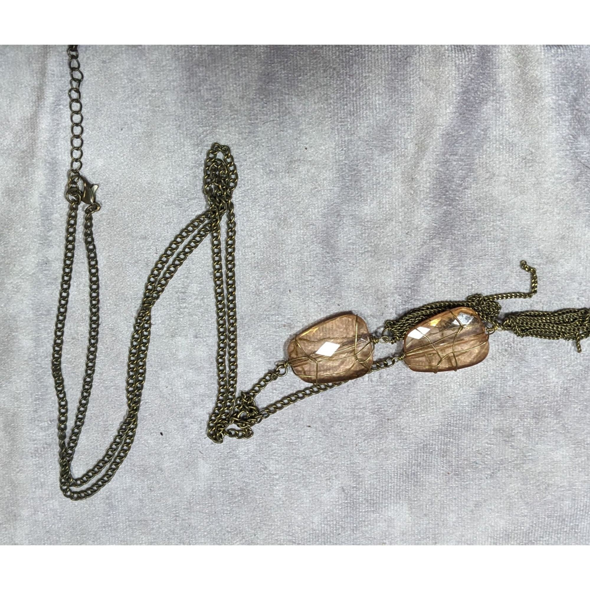 Other Funky Gemmed Chain Tassel Gold Tone Necklace Size ONE SIZE - 5 Thumbnail