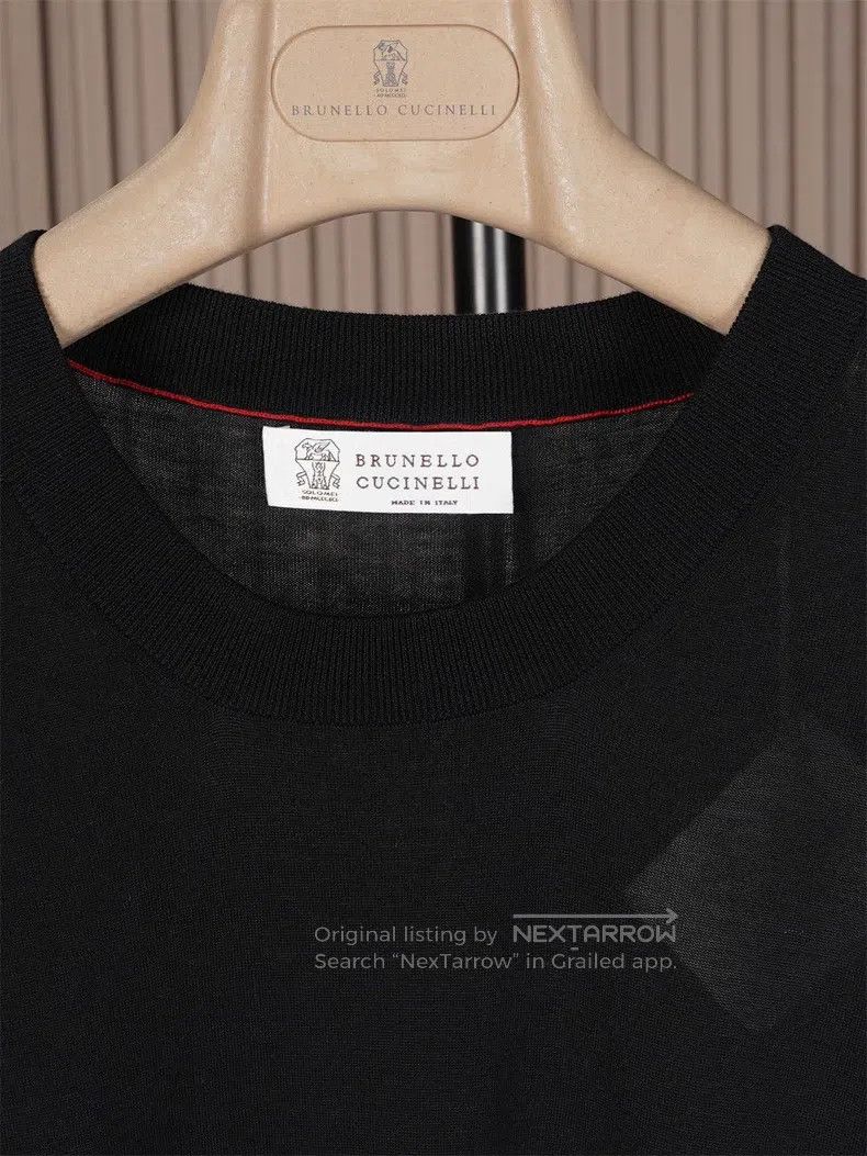 Brunello Cucinelli Brunello Cucinelli Sea Island Cotton Silk Knit Short Sleev Size US M / EU 48-50 / 2 - 2 Thumbnail