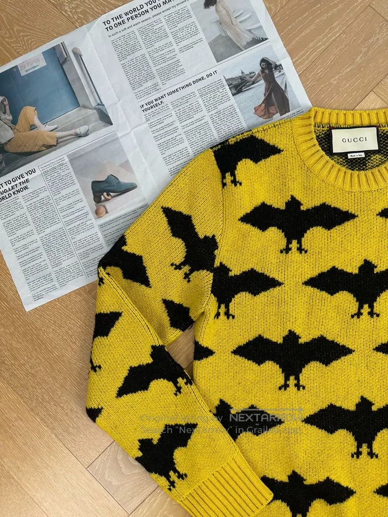 Gucci Gucci Bat print round-neck knitted sweater Size US M / EU 48-50 / 2 - 6 Thumbnail