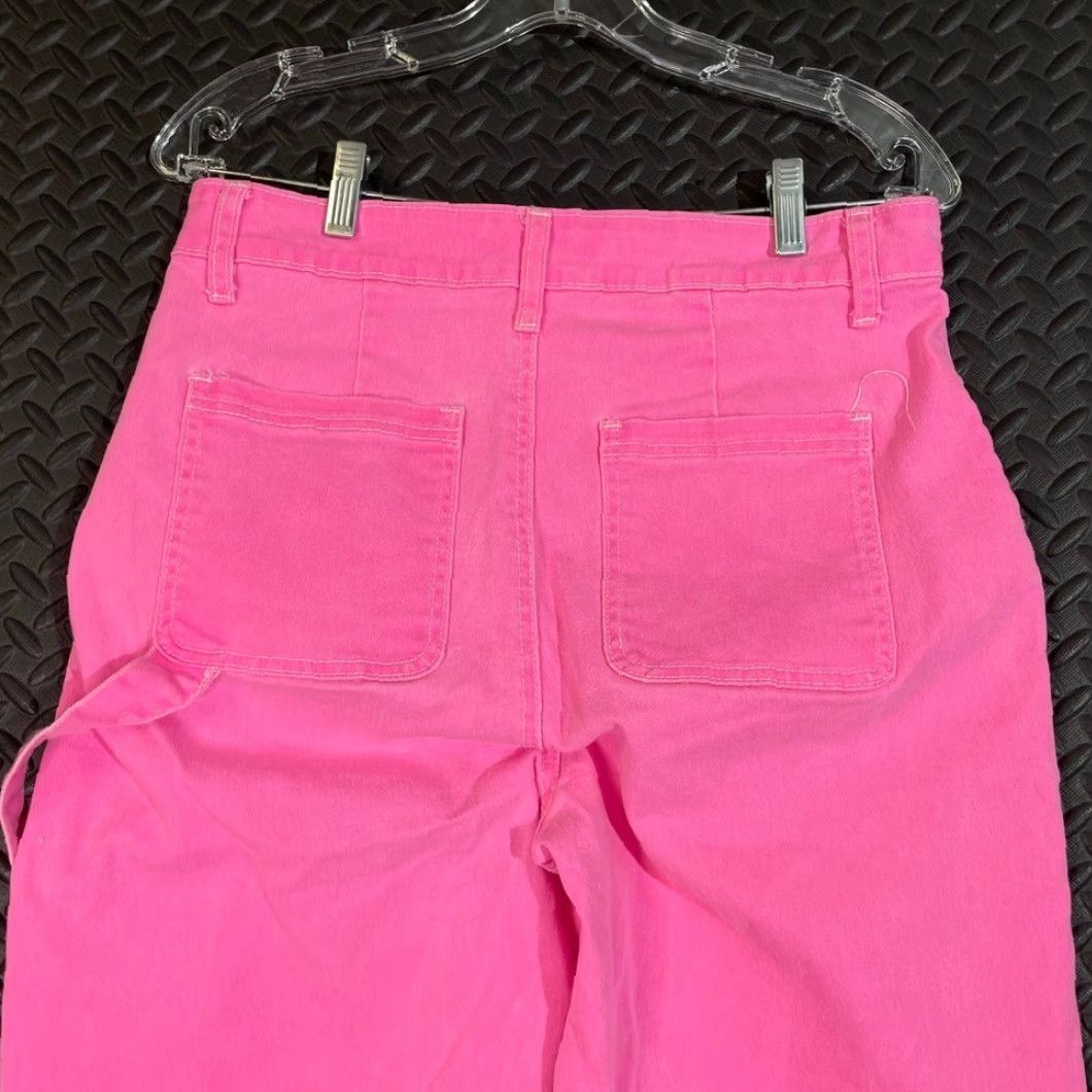 Vintage American Bazi Hot Pink Wide Leg Womens High Waisted Denim Jeans Size 12 13 Pink Wide-Leg Jeans Size 34" / US 12 / IT 48 - 5 Thumbnail
