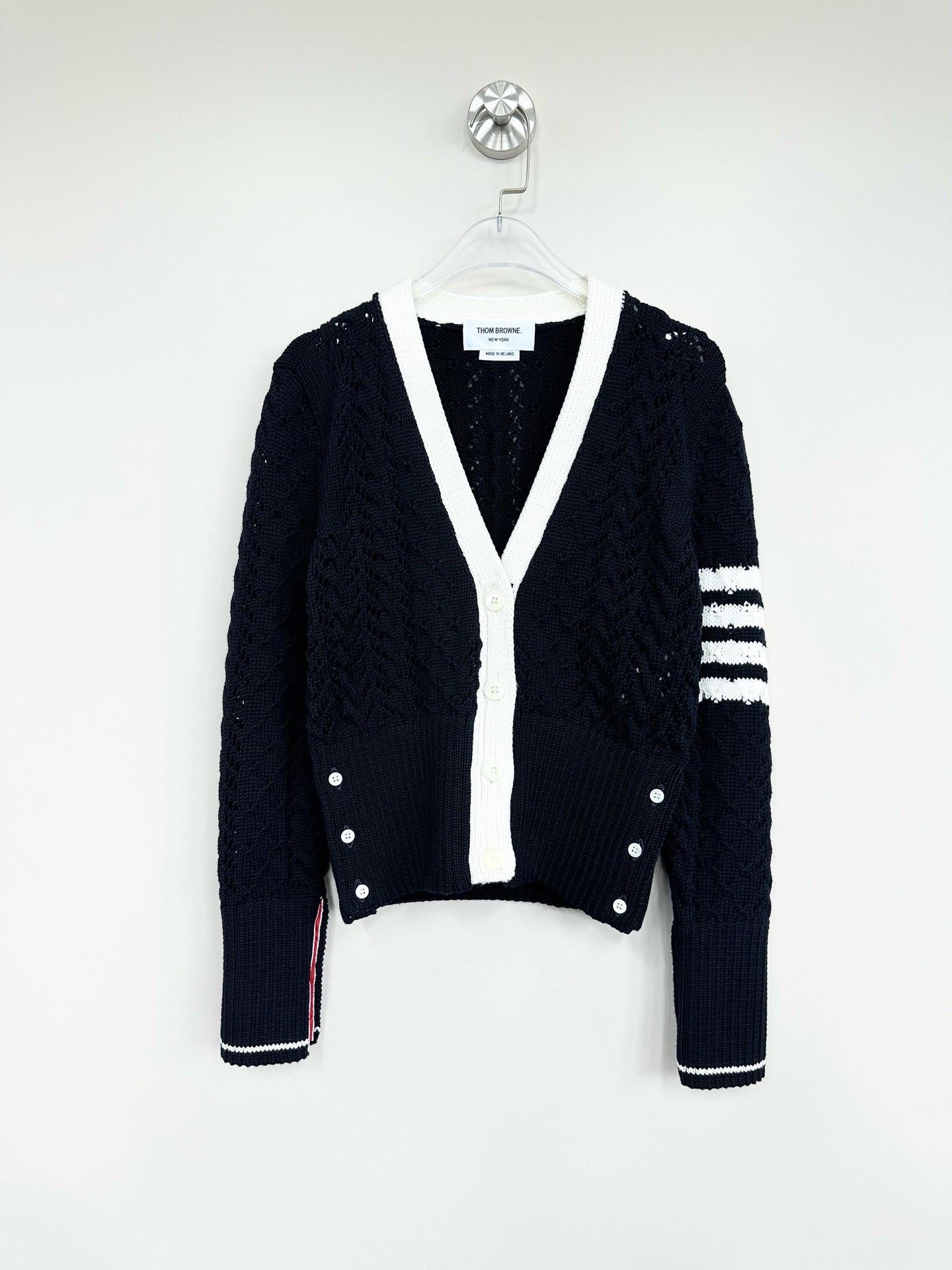 Thom Browne Thom Browne Black Wool Cardigan w/ Stripes Size US XXS / EU 40 - 1 Thumbnail