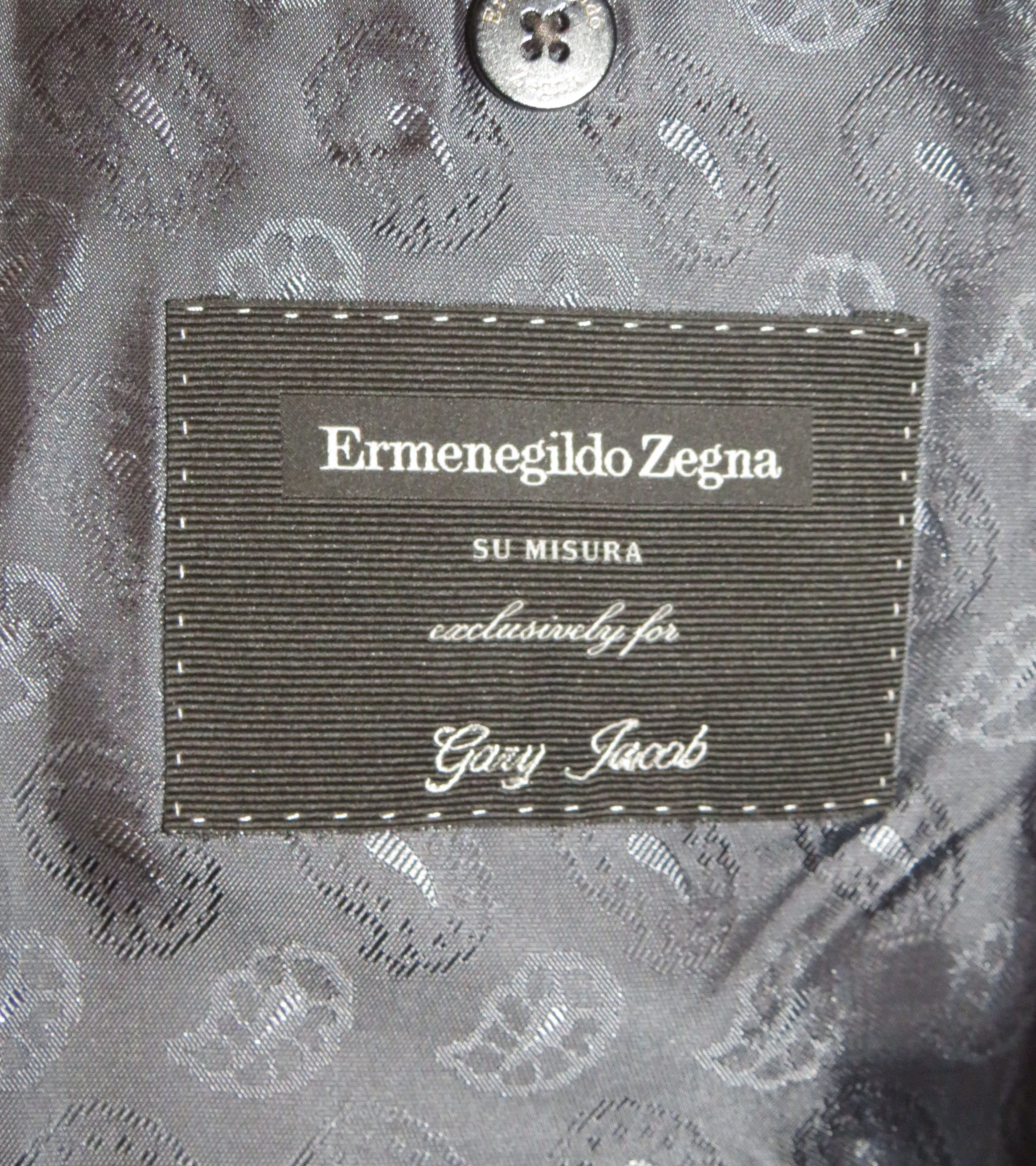 Ermenegildo Zegna Su Misura Trofeo Gray Stripe Current Two Button Suit 44R Size 44R - 21 Thumbnail