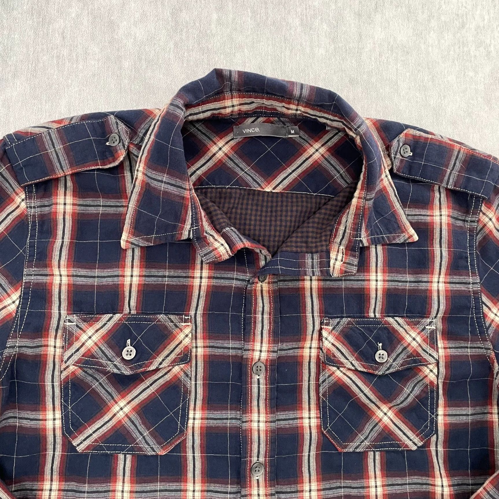 Vince VINTAGE Vince Flannel Shirt Men Medium Blue Plaid Long Sleeve Button-Up Casual Size US M / EU 48-50 / 2 - 3 Thumbnail