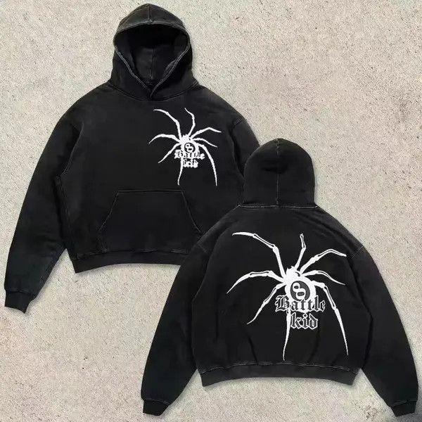 VIBE Retro Street Hip Hop Spider Print Hooded Sweatshirt Size US L / EU 52-54 / 3 - 4 Thumbnail
