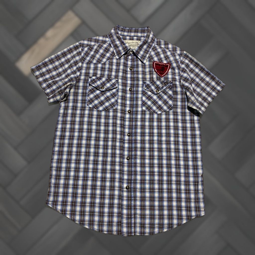 Vintage Overdrive Clothing Shirt Mens S Blue Plaid Pearl Snap Casual Western Cowboy Size US S / EU 44-46 / 1 - 1 Thumbnail