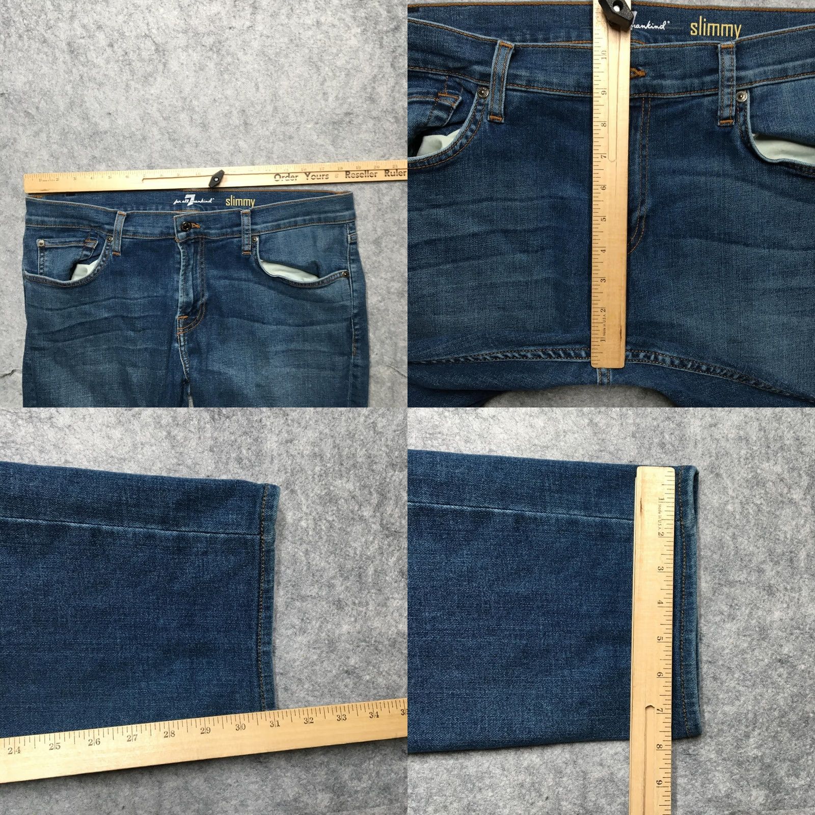 7 For All Mankind 7 For All Mankind Slimmy Jeans Mens 36x32 Blue Slim Straight Medium Wash Denim Jeans Slimmy Model Mens 36 Inseam 32 Size US 36 / EU 52 - 9 Thumbnail