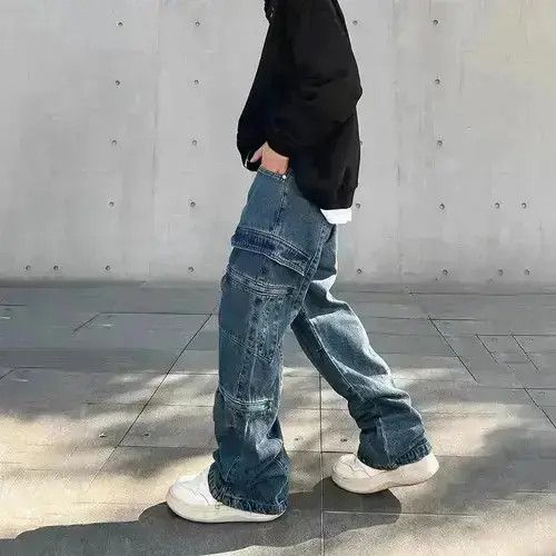 Japanese Brand Y2k Baggy Cargo Pants Denim Baggy Jeans Trousers Size US 30 / EU 46 - 6 Thumbnail