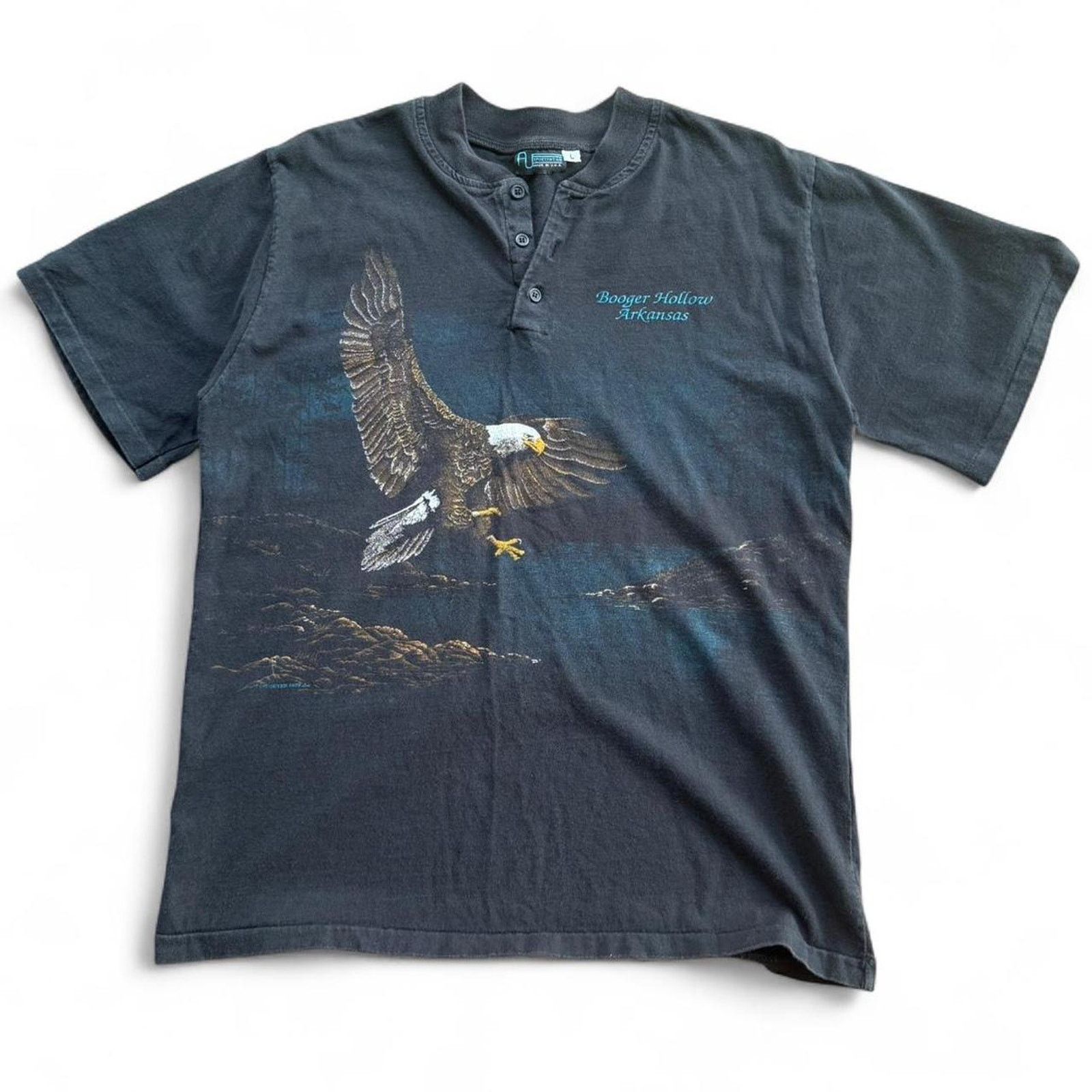 Vintage Vintage 90s Art Unlimited Eagle Nature Wrap Around Tee Size US L / EU 52-54 / 3 - 1 Thumbnail