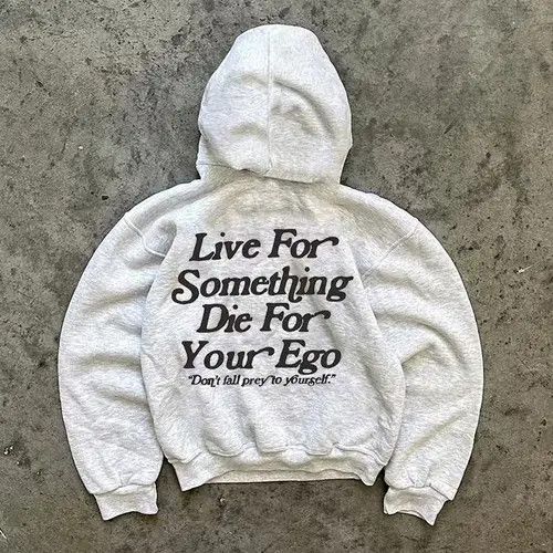 Japanese Brand Hoodie Gray casual retro letter print oversized hoodie Size US L / EU 52-54 / 3 - 1 Thumbnail