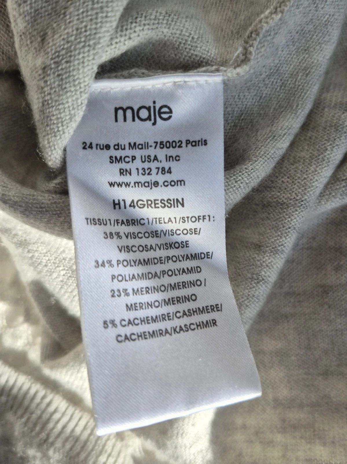 Maje Sweater Pointelle Soft Wool Blend Long Slv Crew Neck NWOT Size ONE SIZE - 5 Thumbnail