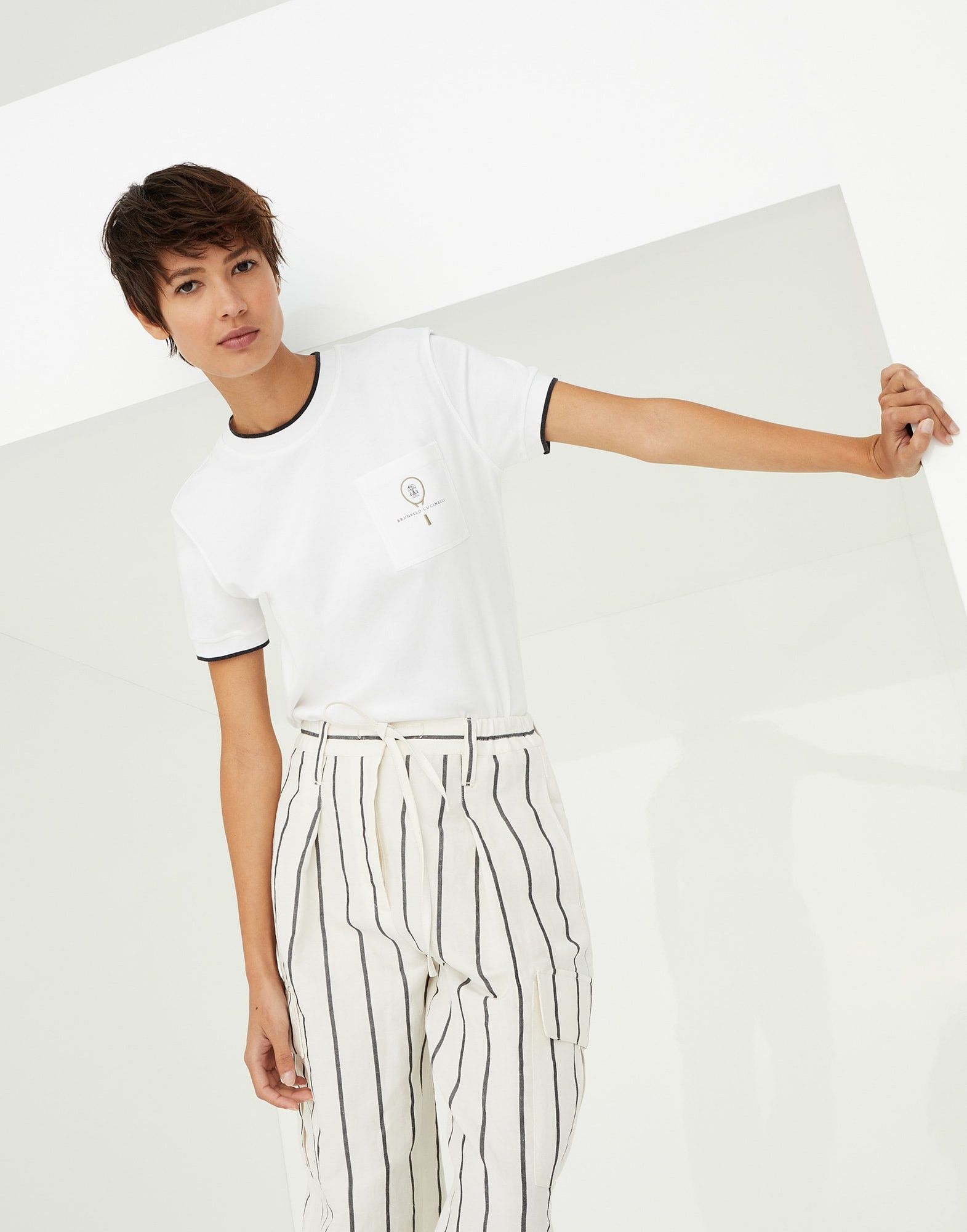 Brunello Cucinelli o1y0825 Crewneck T-Shirt in White Size XXL / US 16-18 / IT 52-54 - 3 Thumbnail