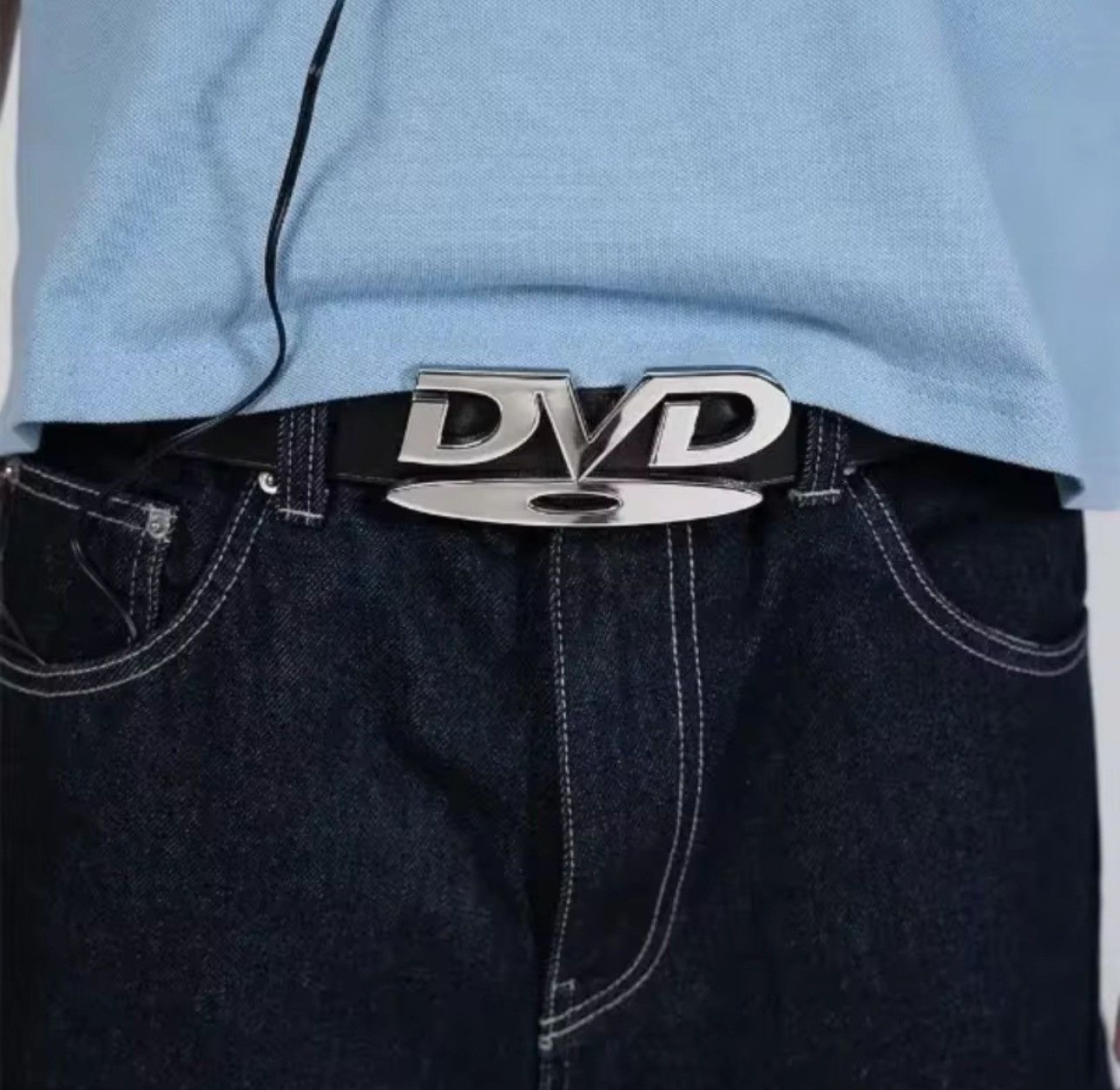 Other Streetwear DVD Buckle Black Belt PU Leather Unisex Size ONE SIZE - 1 Thumbnail