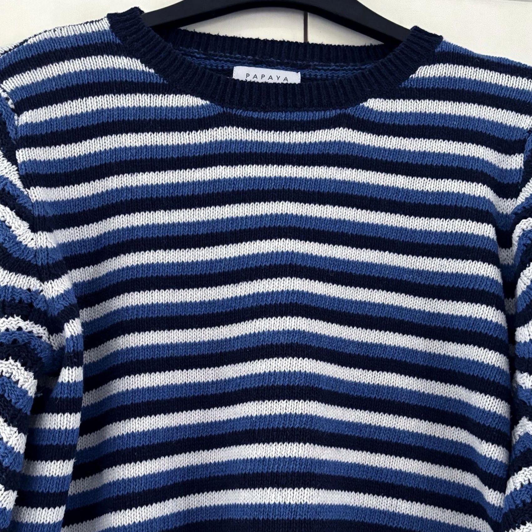 Vintage Papaya Striped Jumper Women’s Balloon Sleeve Crew Neck Pullover Size M Used Size M / US 6-8 / IT 42-44 - 3 Thumbnail