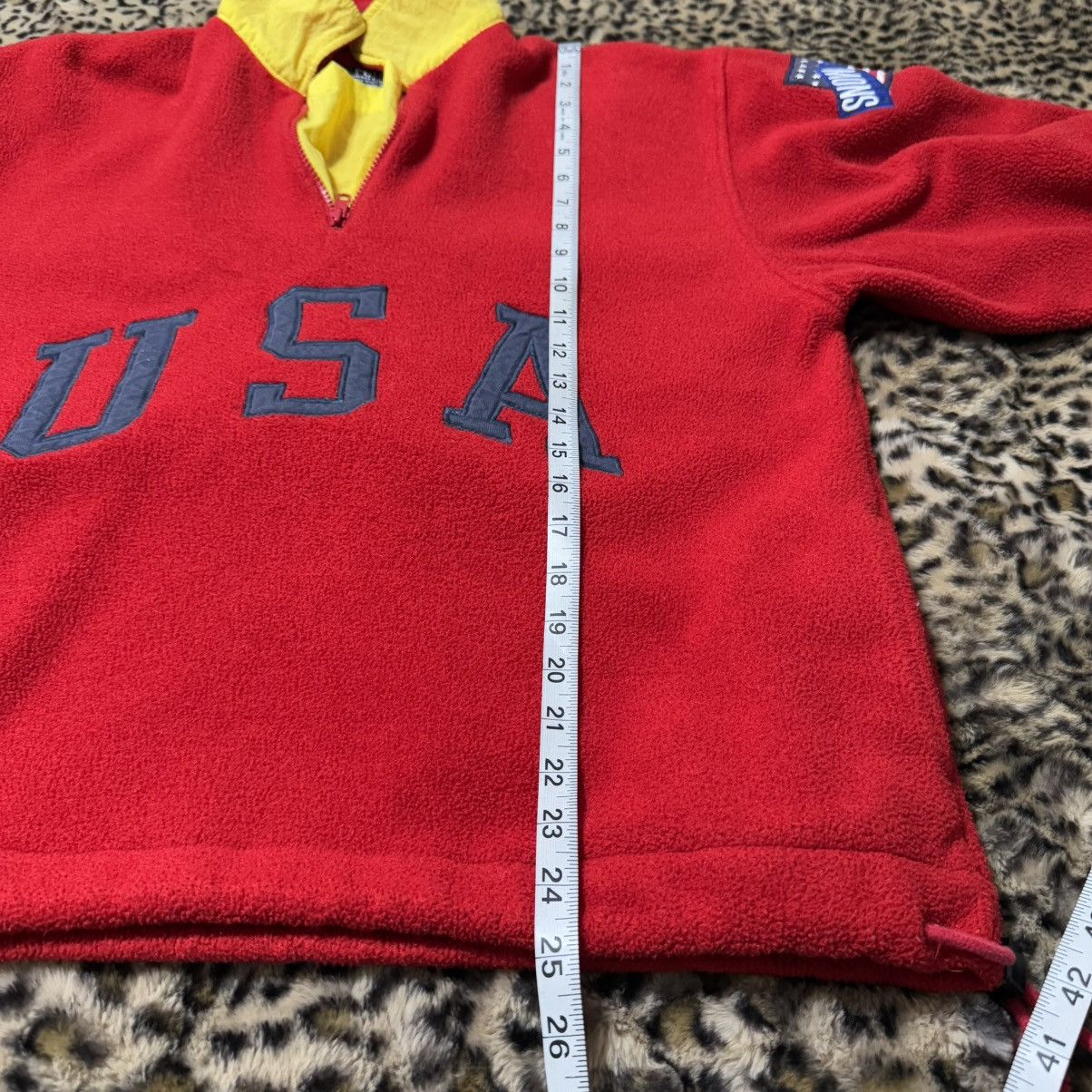 Polo Ralph Lauren 90s Polo Ralph Lauren Red USA Fleece Quarter Zip Sweatshirt Size L / US 10 / IT 46 - 7 Thumbnail