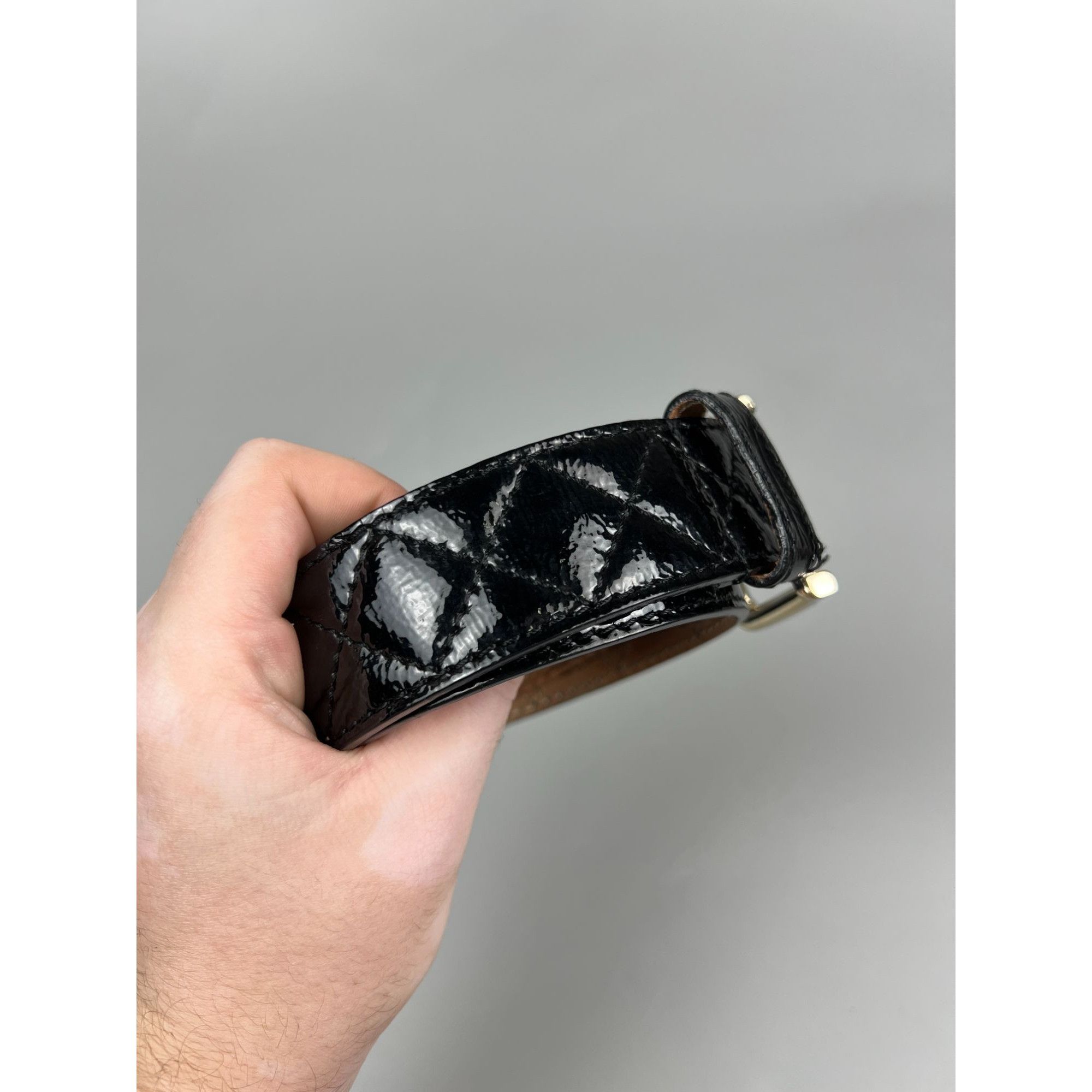 Dolce & Gabbana Dolce & Gabbana Patent Leather Quilted Logo Belt Size ONE SIZE - 4 Thumbnail