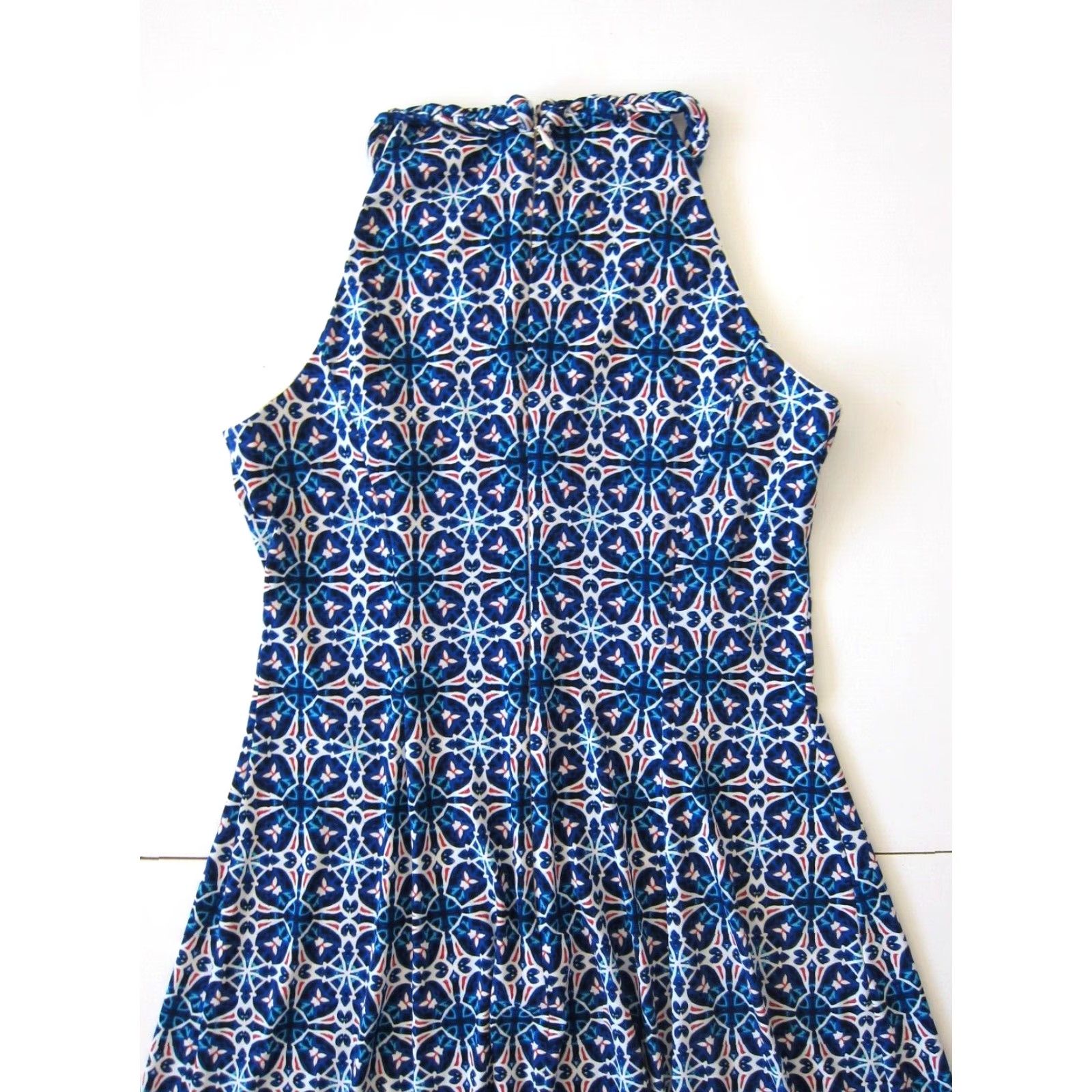 Vintage Wisp Dress 8 Sleeveless Shift A-Line Halter Tank Blue Floral High Neck N/A Size M / US 6-8 / IT 42-44 - 6 Thumbnail