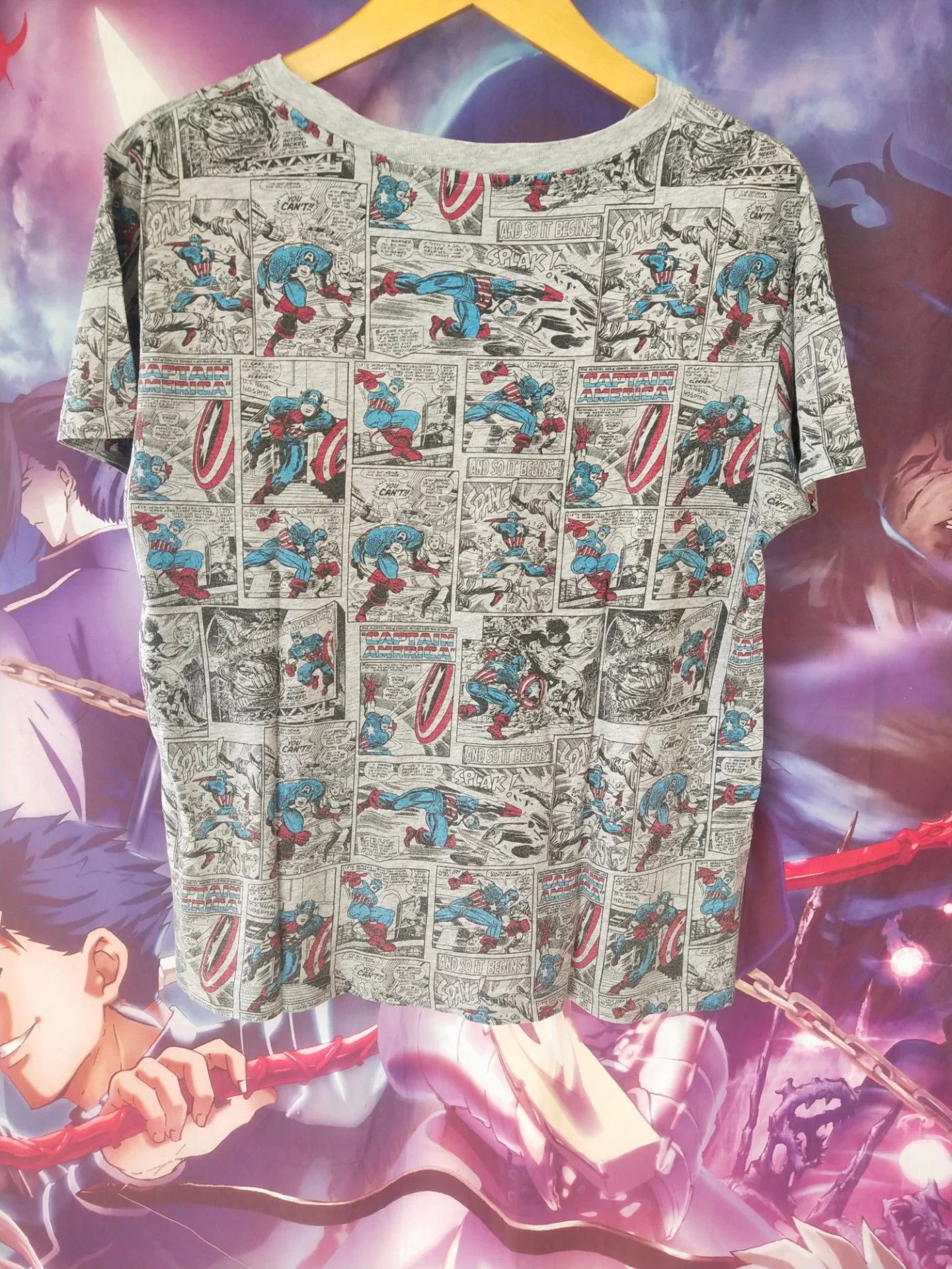 Marvel Comics Marvel Captain America x GU Comic AOP Super Hero Movie Tee Size L / US 10 / IT 46 - 4 Thumbnail