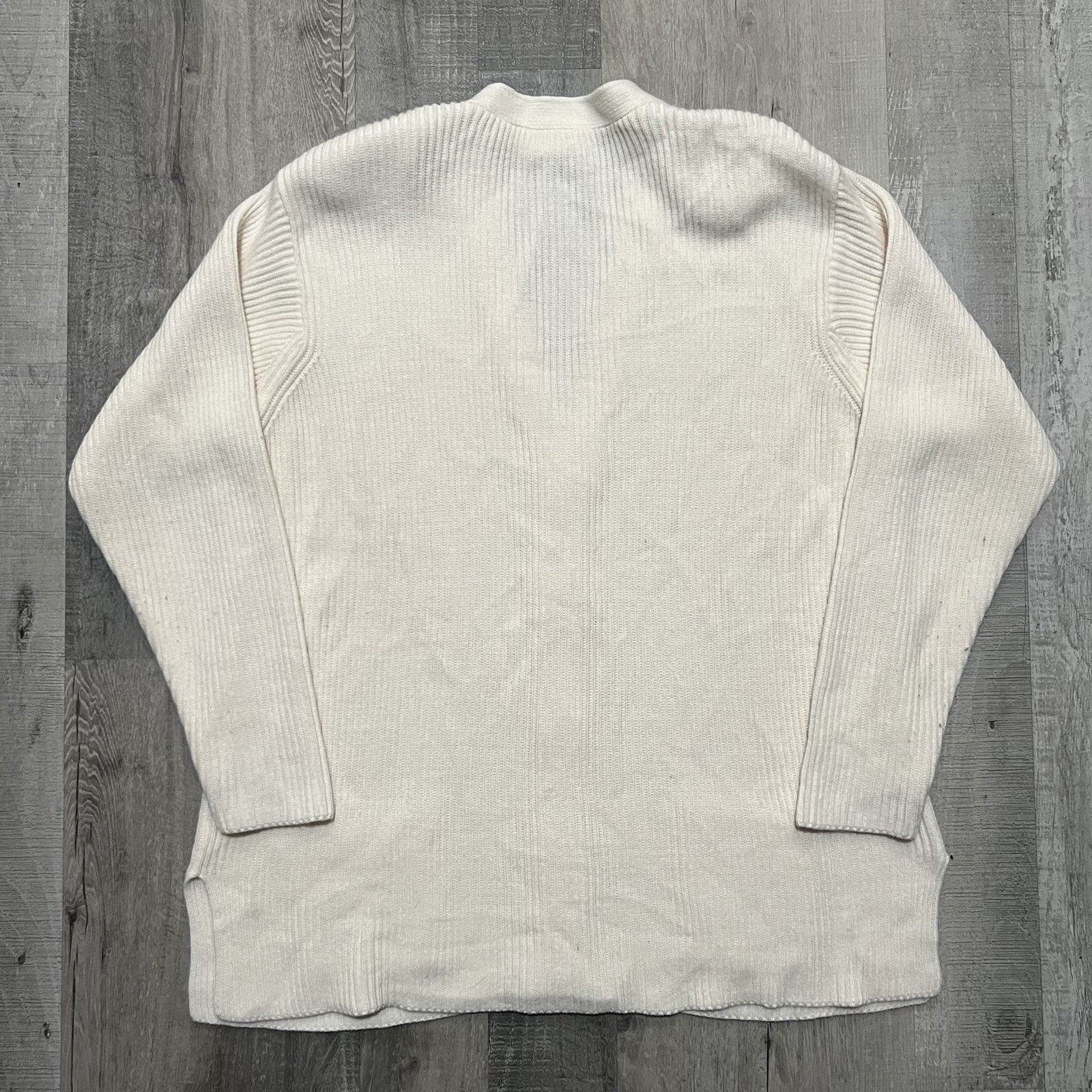 Vintage VTG Royal Sport White Ribbed Knit 5 Button Cardigan Sweater Size L / US 10 / IT 46 - 2 Thumbnail