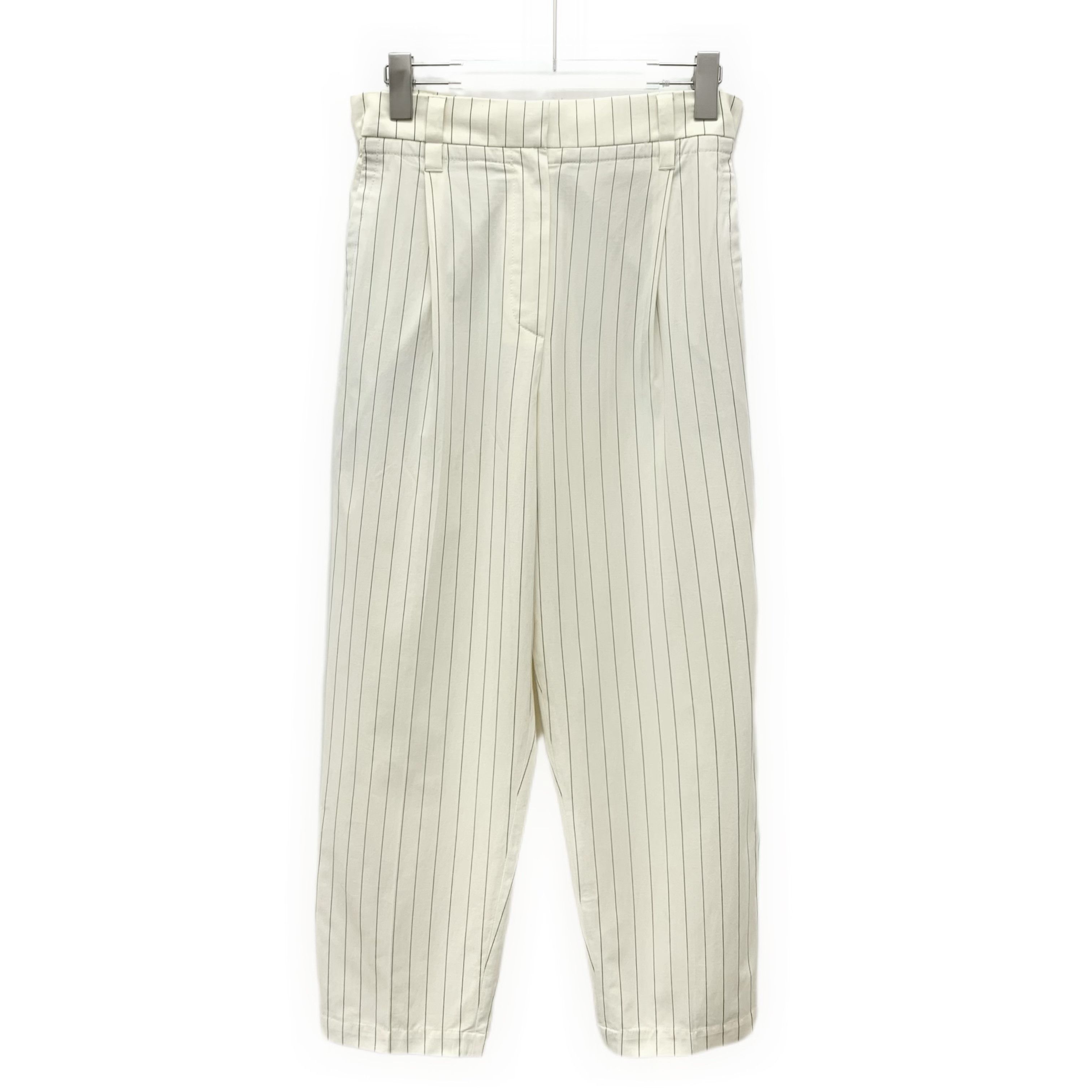 Brunello Cucinelli Brunello Cucinelli Striped Cotton Pants White (40) Size 27" / US 4 / IT 40 - 1 Thumbnail