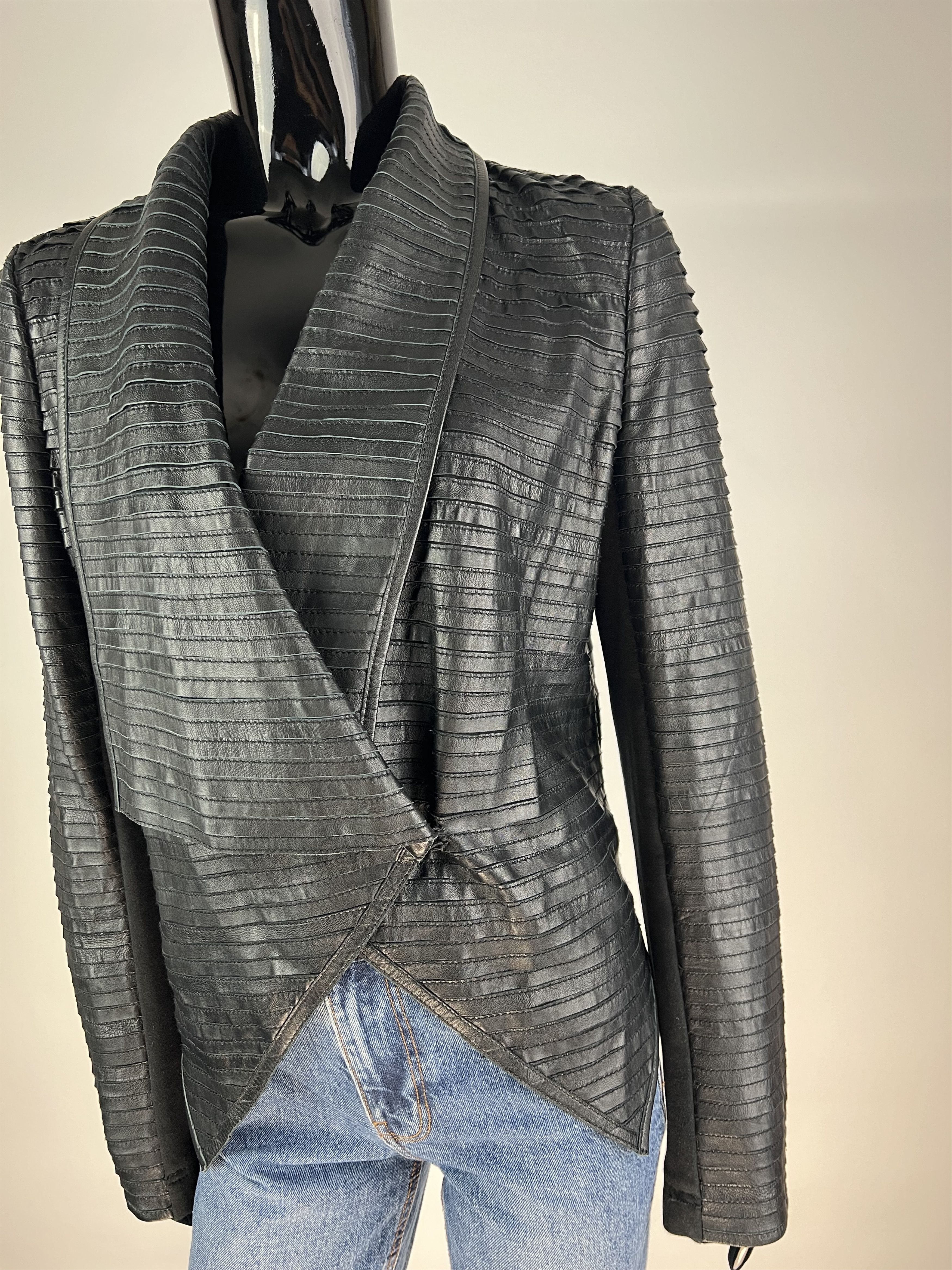 Designer Freaky Nation Women's Asimmetrical Leather Jacket Size M Size M / US 6-8 / IT 42-44 - 7 Thumbnail