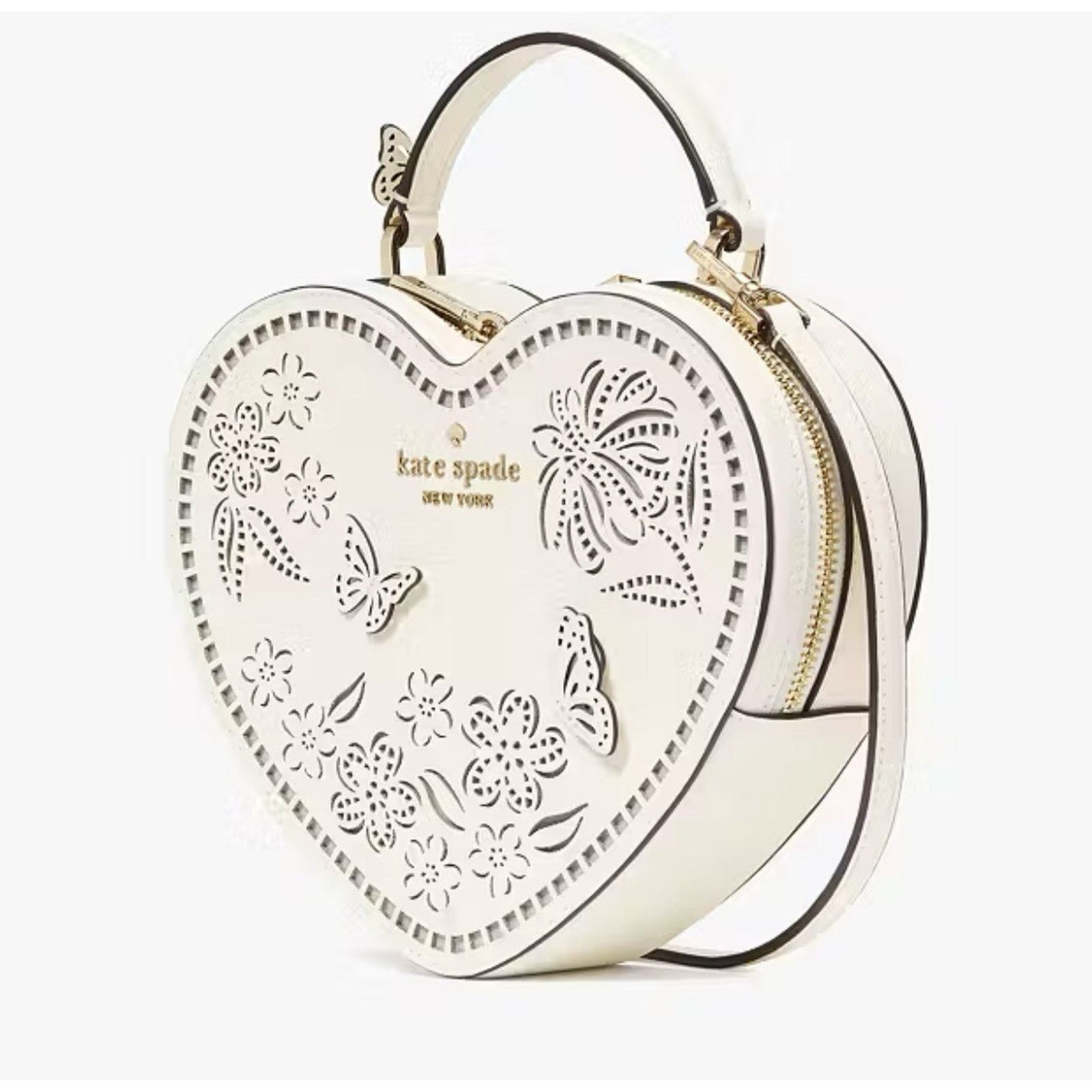 Kate Spade NWT $479 Kate Spade Leather Perforated Heart Crossbody Purse Size ONE SIZE - 4 Thumbnail