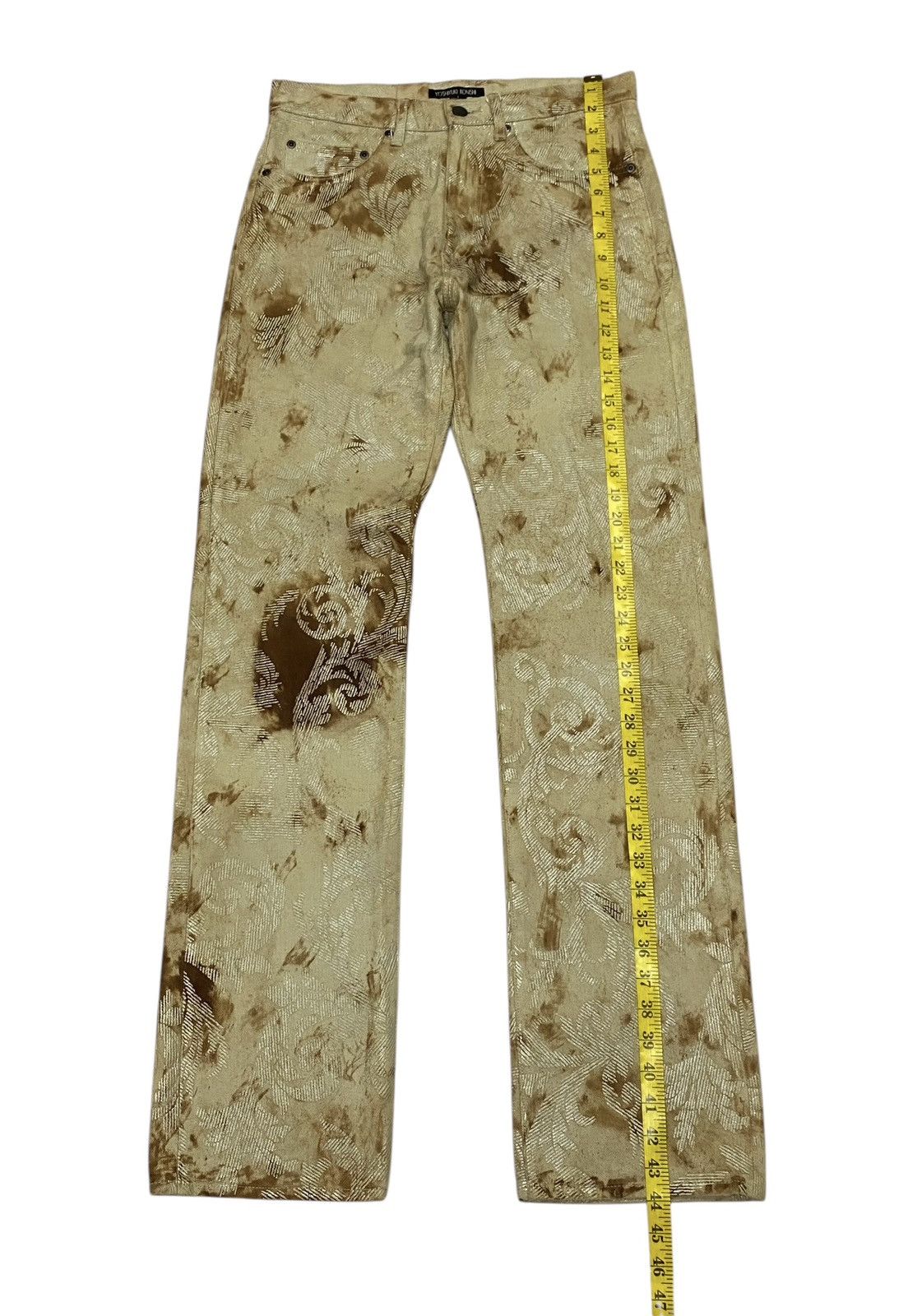 If Six Was Nine Yoshiyuki konishi Gold Paisley Pattern Denim Pants Size US 30 / EU 46 - 14 Thumbnail